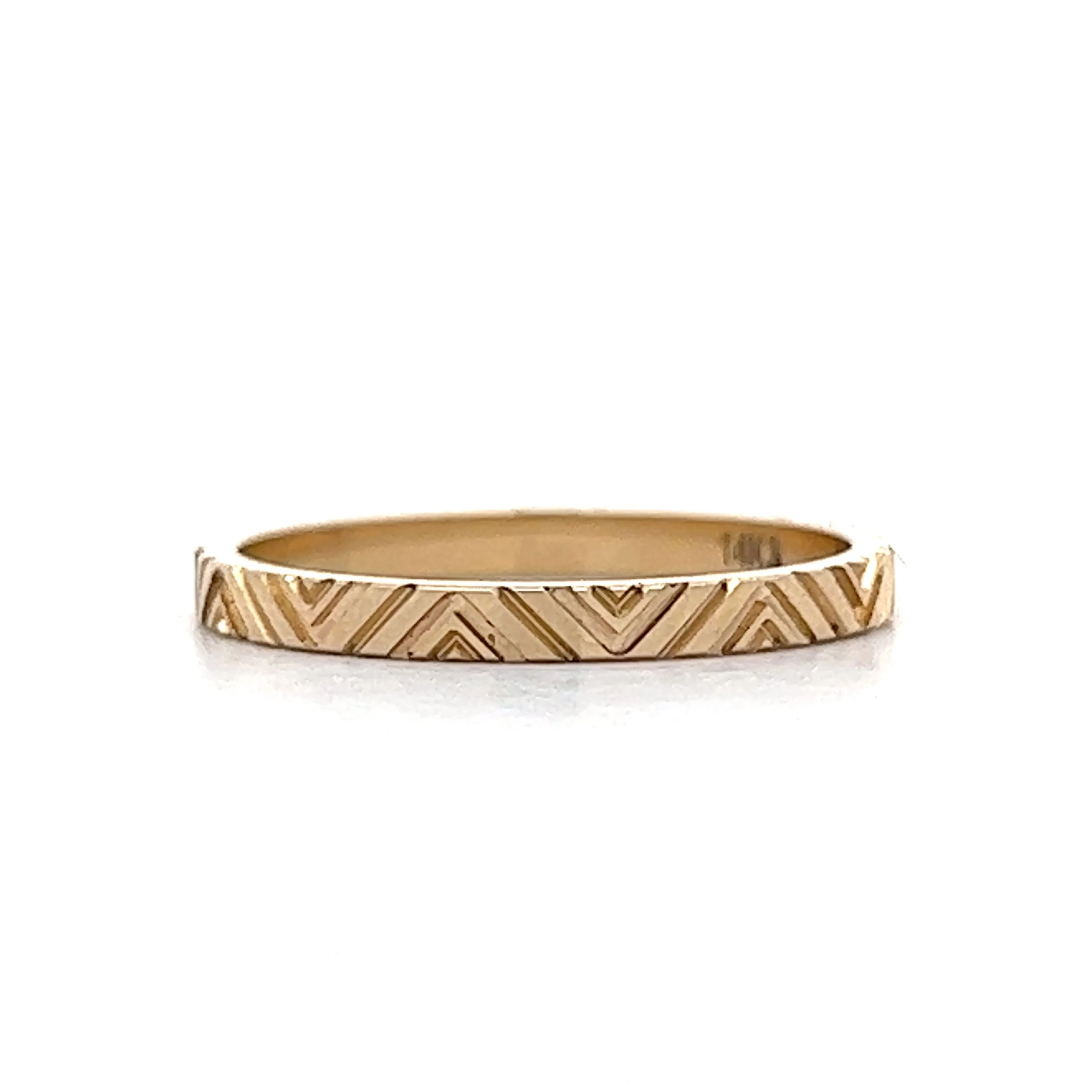 Geometric Pattern Wedding Band in 14k Yellow Gold - Image 3