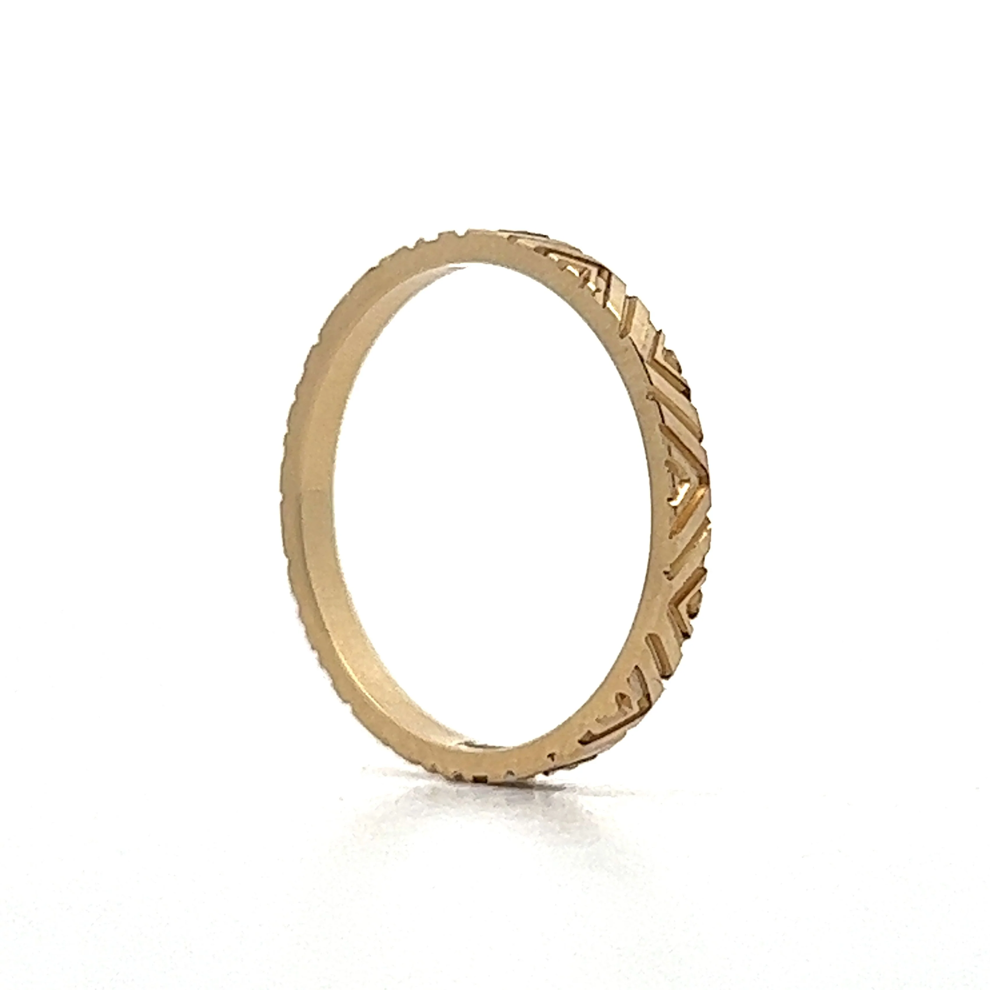 Geometric Pattern Wedding Band in 14k Yellow Gold - Image 5
