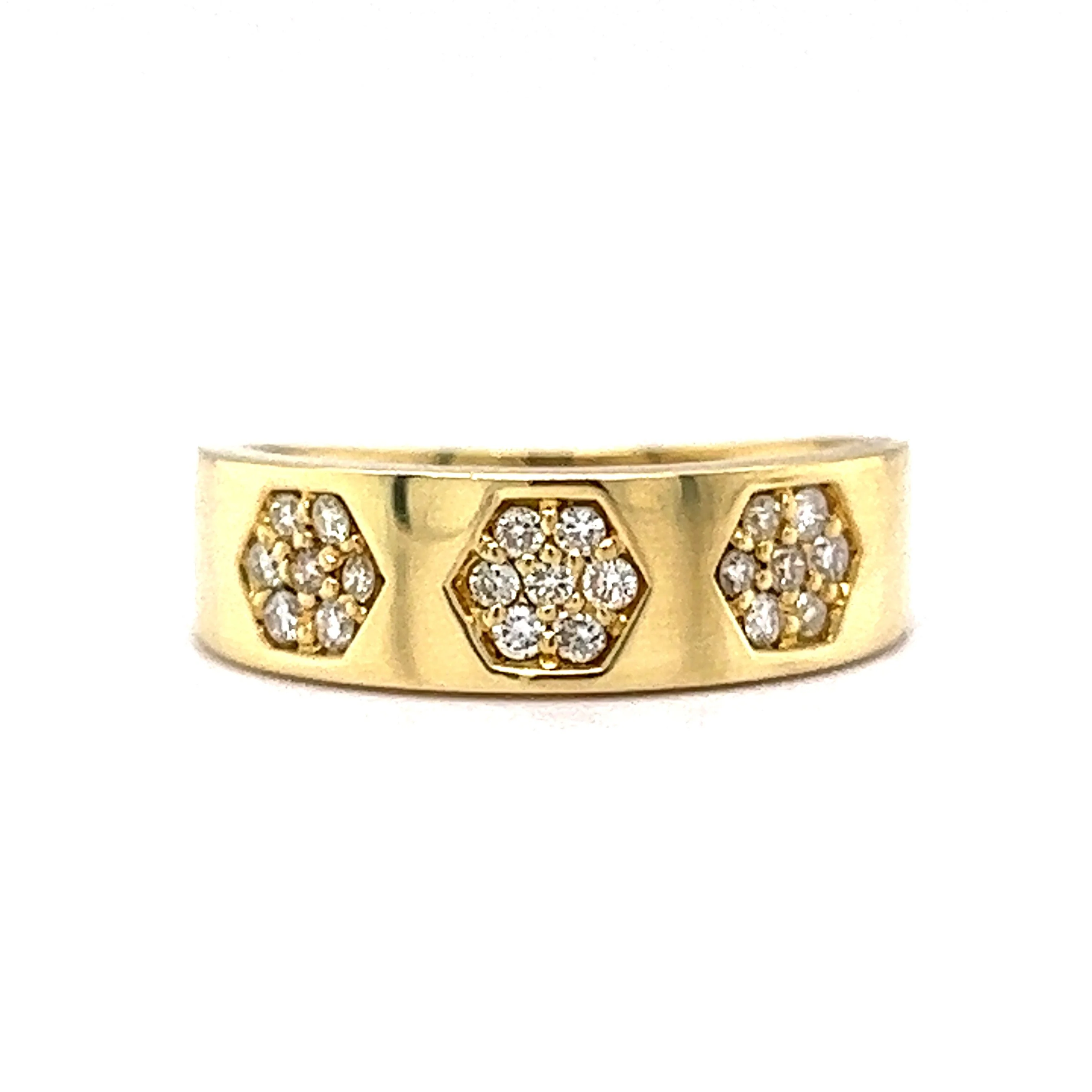 Geometric Pave Diamond Stacking Ring in 18k Yellow Gold