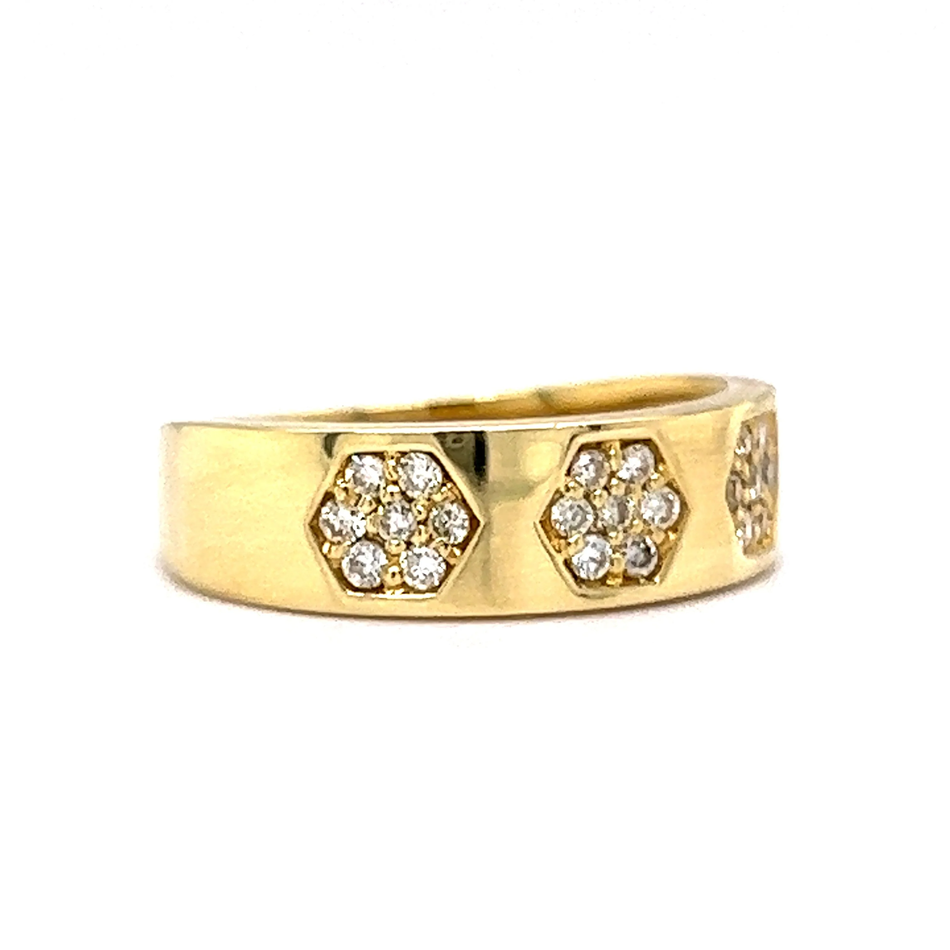 Geometric Pave Diamond Stacking Ring in 18k Yellow Gold - Image 3