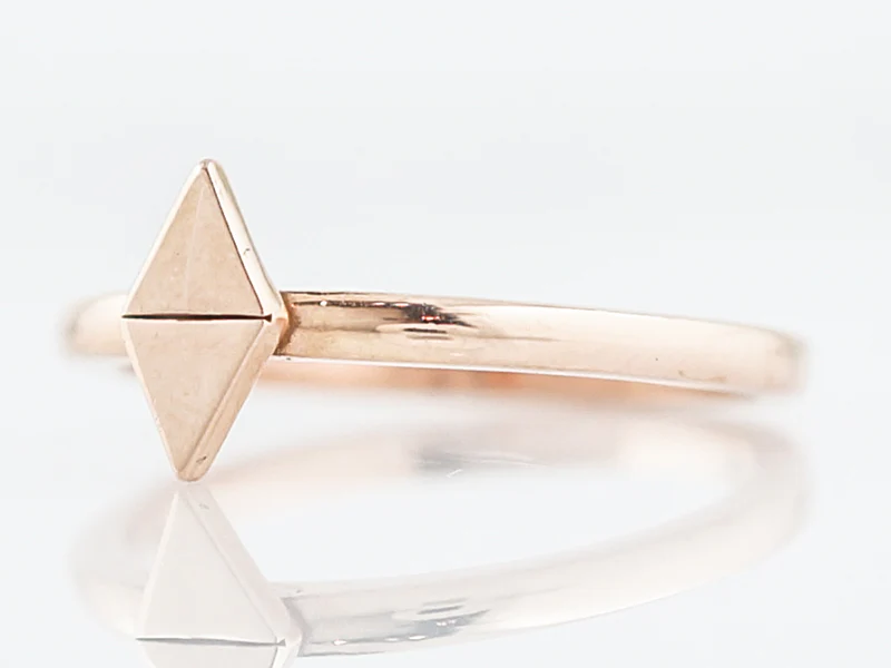 Right Hand Ring Modern Geometric in 14k Rose Gold - Image 3