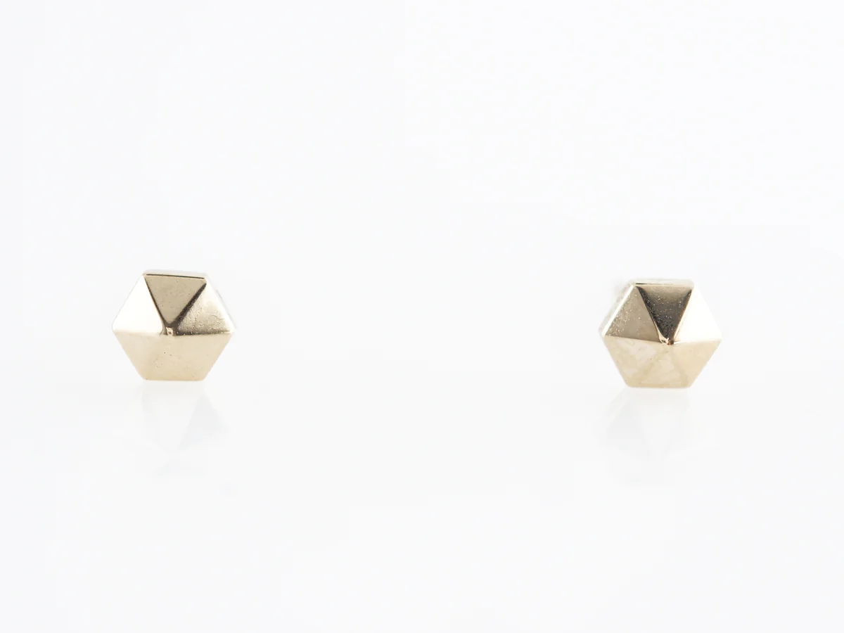Geometric Stud Earrings 14K Yellow Gold