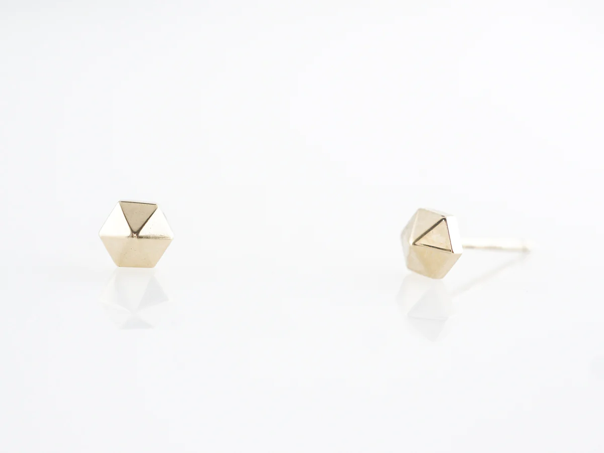 Geometric Stud Earrings 14K Yellow Gold - Image 2