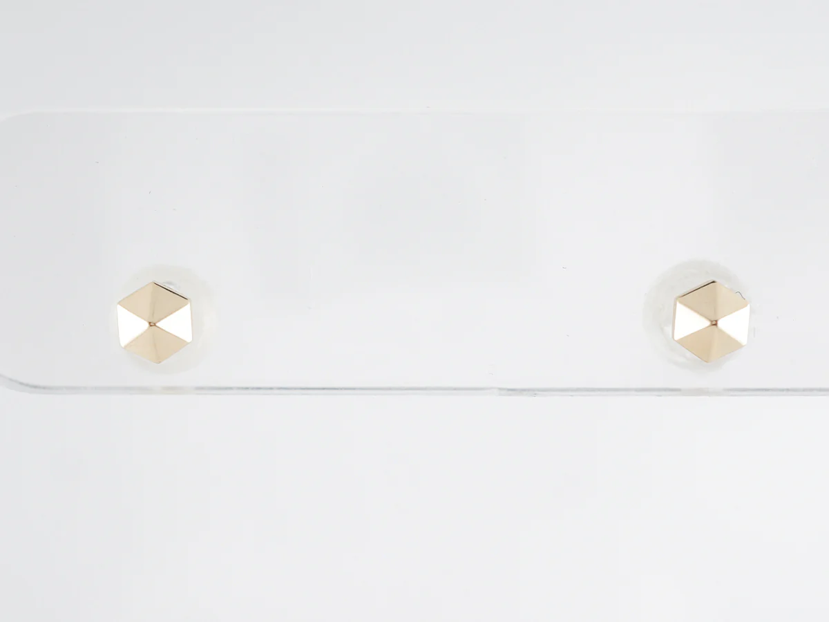 Geometric Stud Earrings 14K Yellow Gold - Image 3
