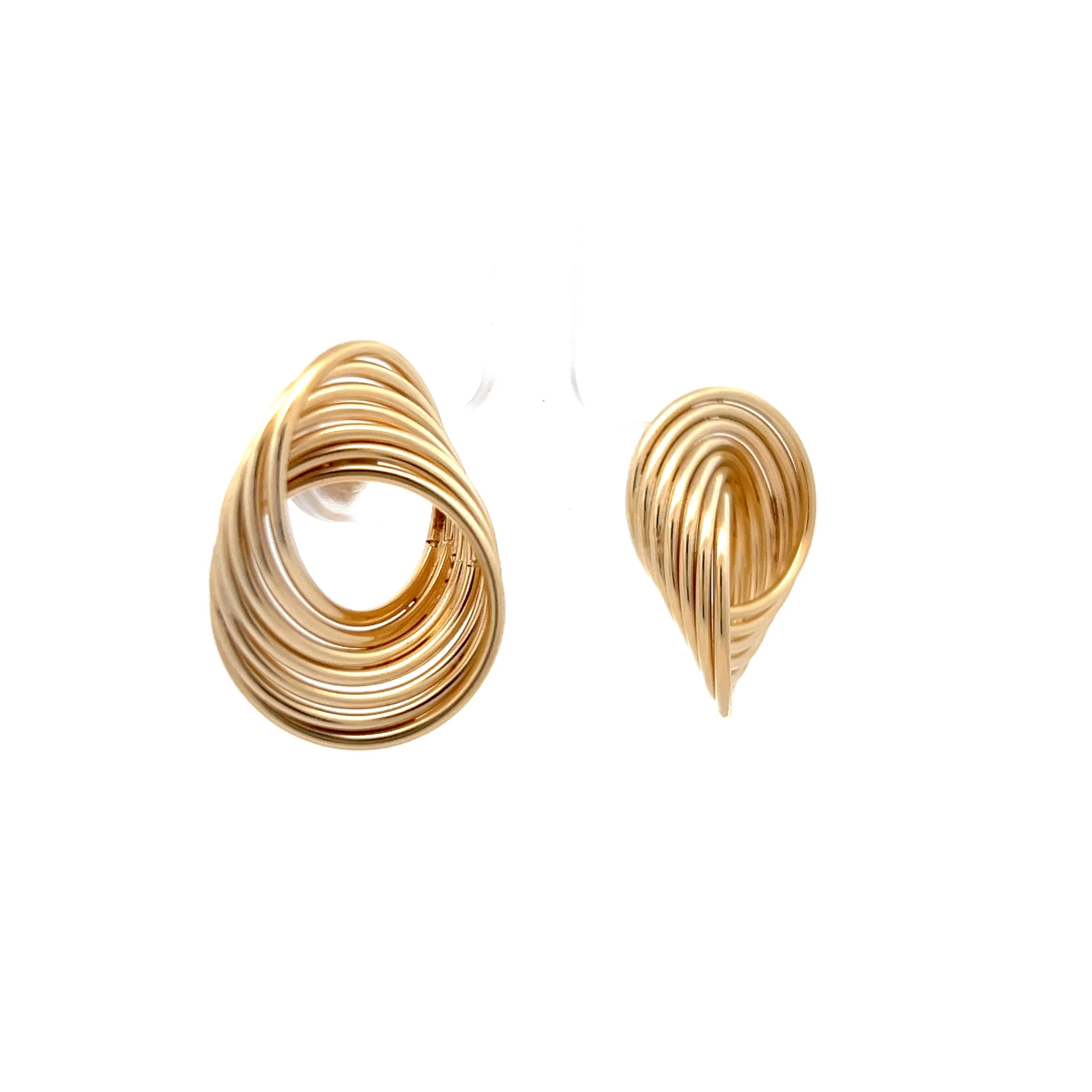 Geometric Swirl Stud Earrings in 14k Yellow Gold - Image 3