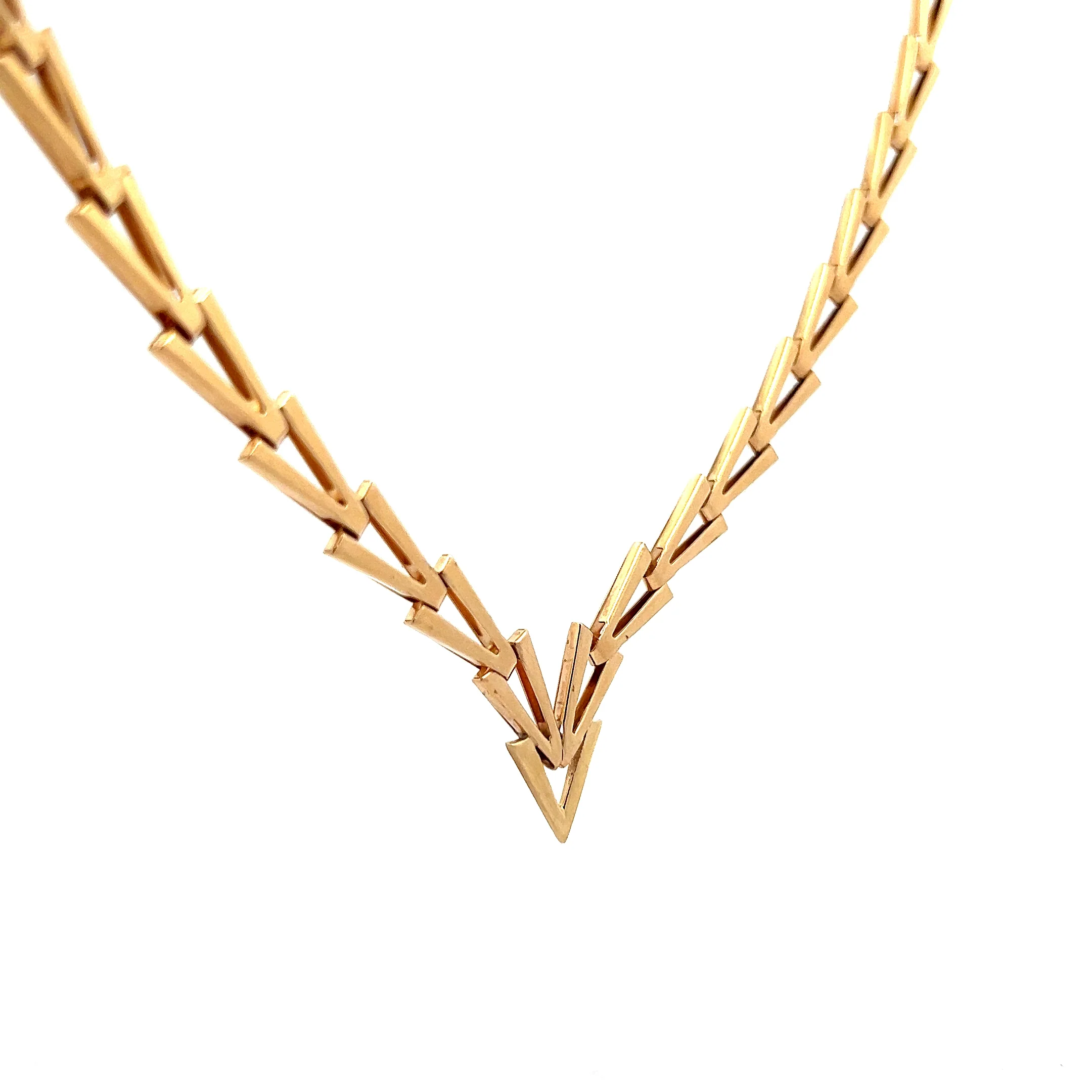Geometric Triangle Link Collar Necklace 14k Yellow Gold - Image 3