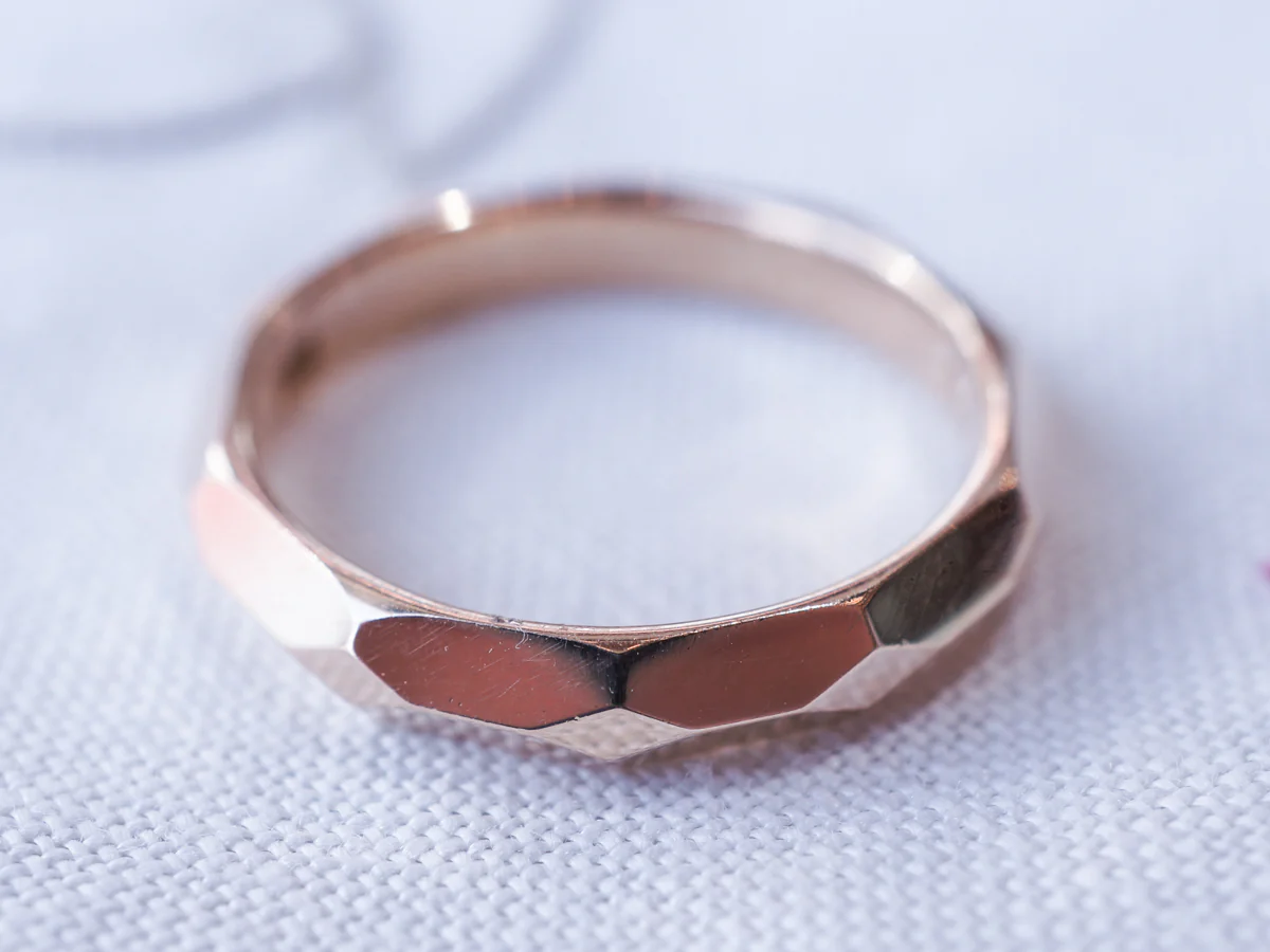 Geometric Yellow Gold Wedding Band in 14k Yellow Gold - Image 4
