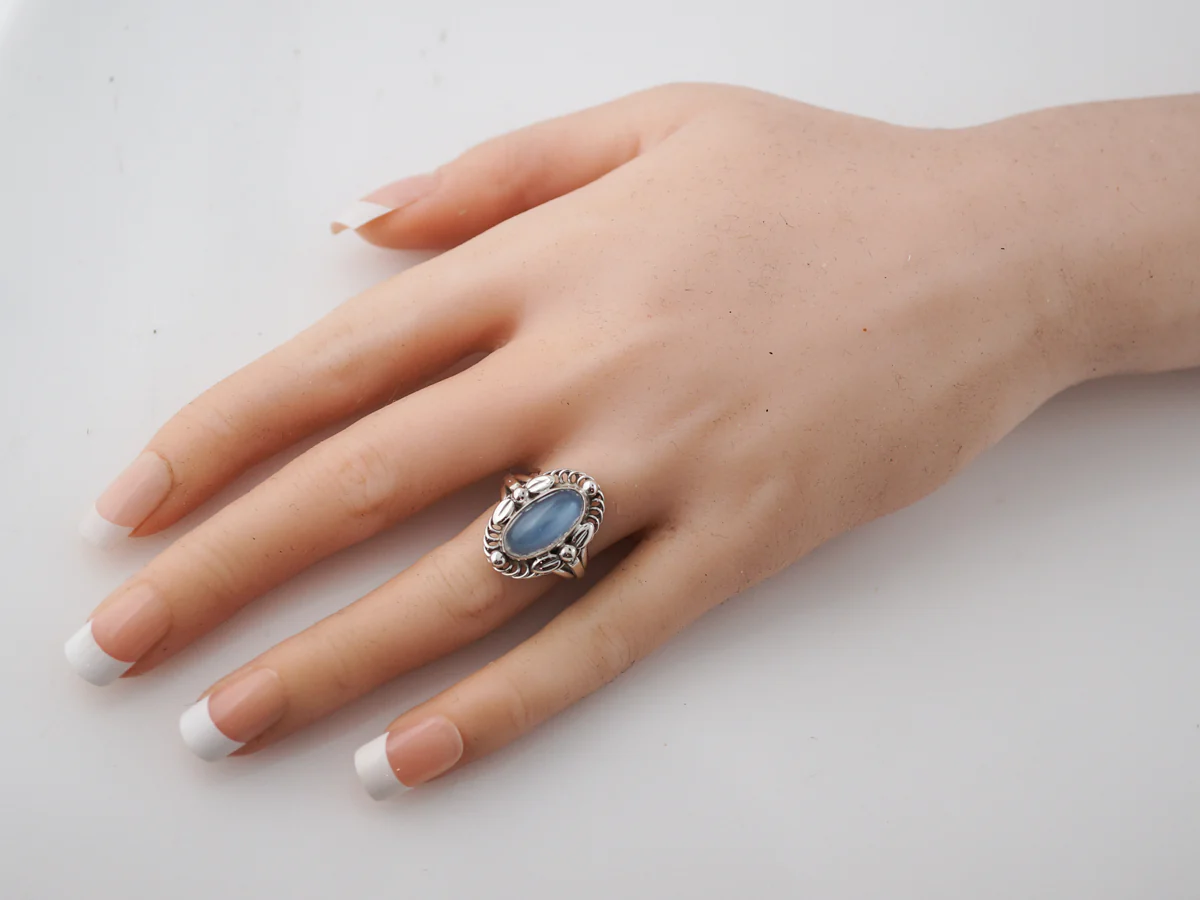 Georg Jenson Right Hand Ring Modern 5.22 Cabochon Cut Moonstone in Sterling Silver - Image 6