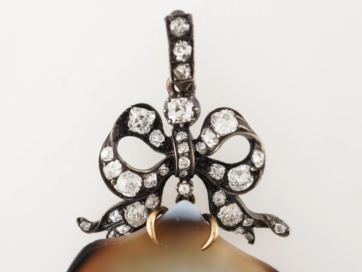 Georgian Diamond Pendant w/ Pearls in Sterling Silver - Image 3