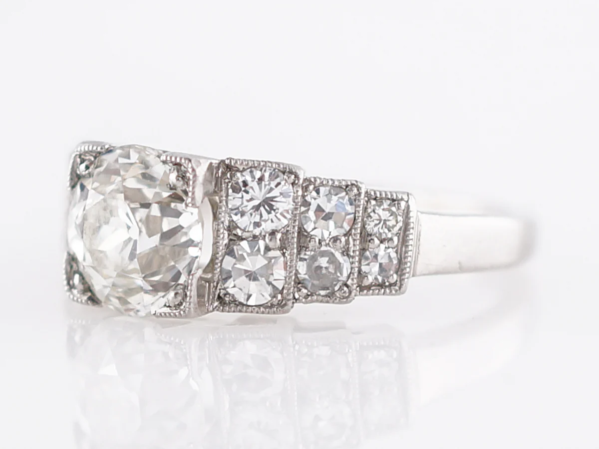 GIA 1.25 Carat Old European Cut Antique Engagement Ring - Image 2