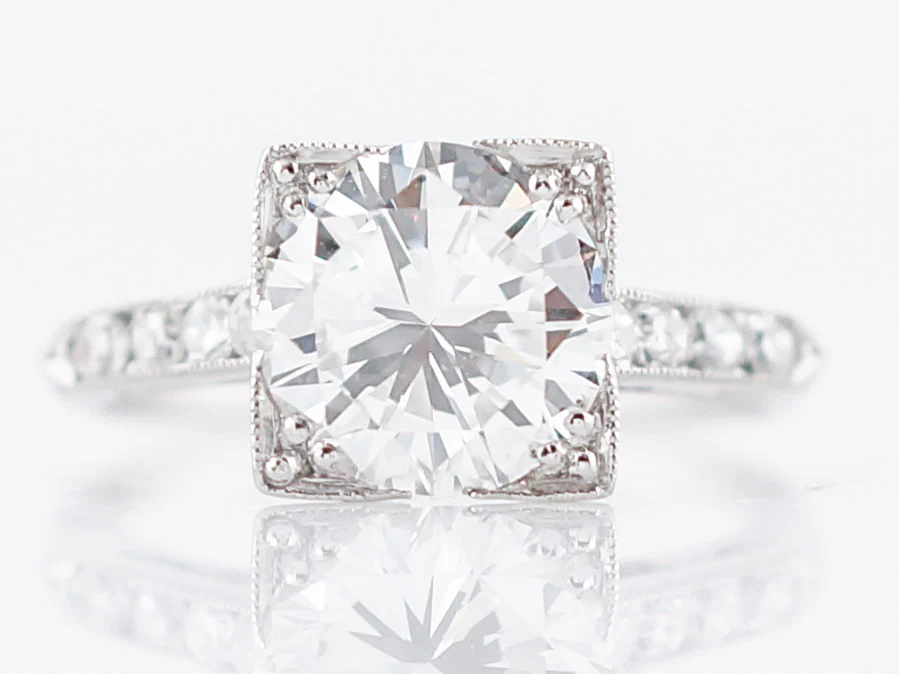 GIA 2 Carat Diamond Engagement Ring Art Deco Platinum