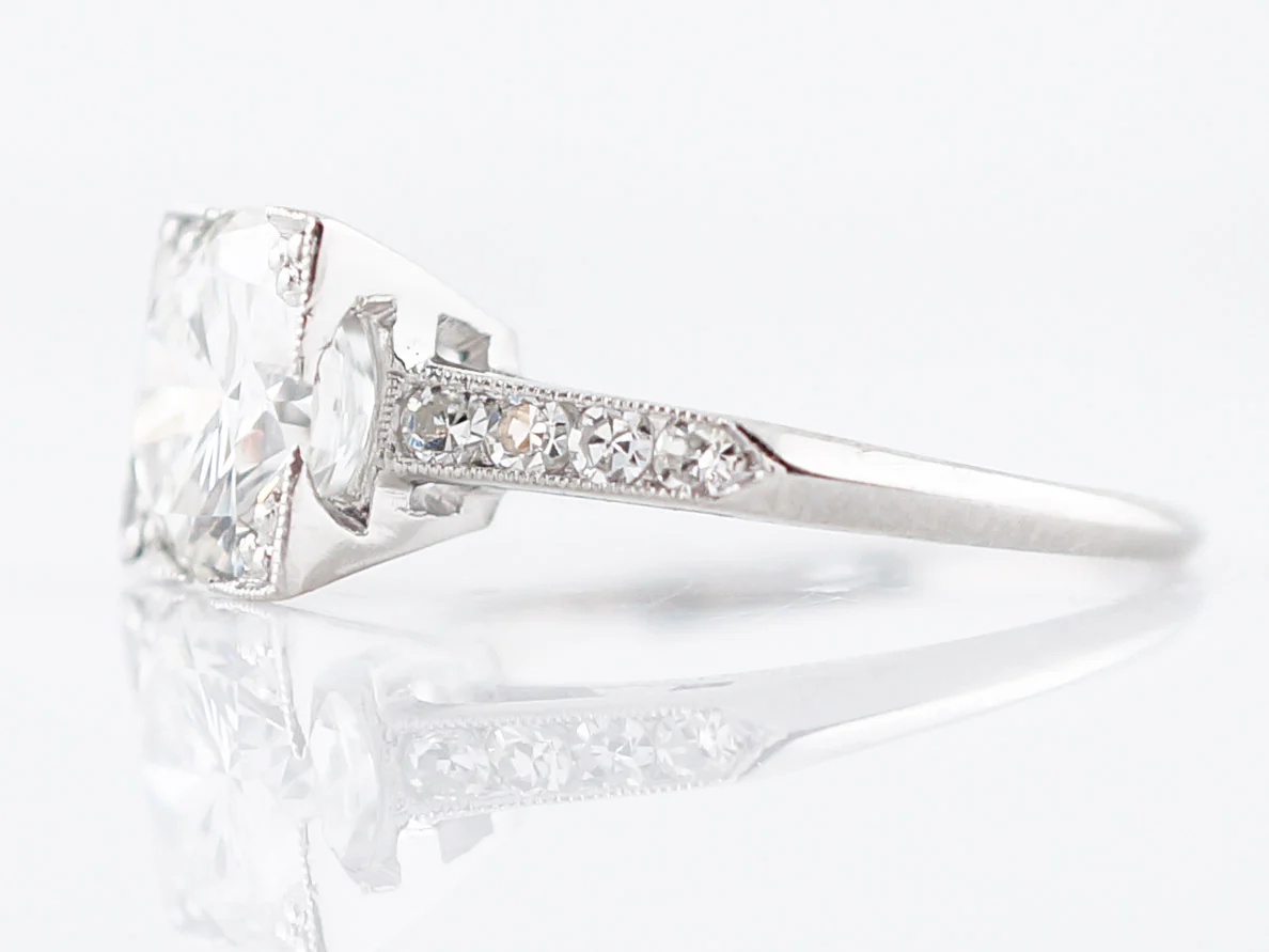 GIA 2 Carat Diamond Engagement Ring Art Deco Platinum - Image 2