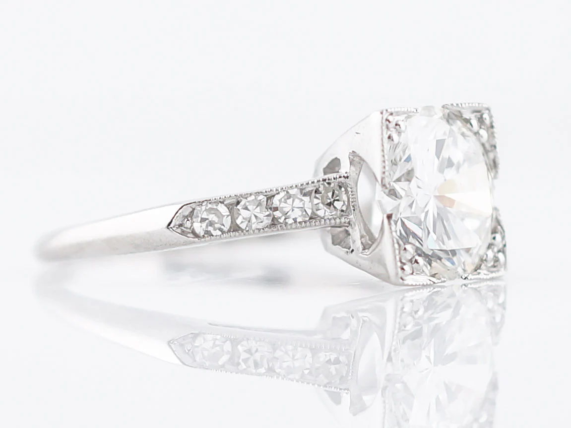 GIA 2 Carat Diamond Engagement Ring Art Deco Platinum - Image 3