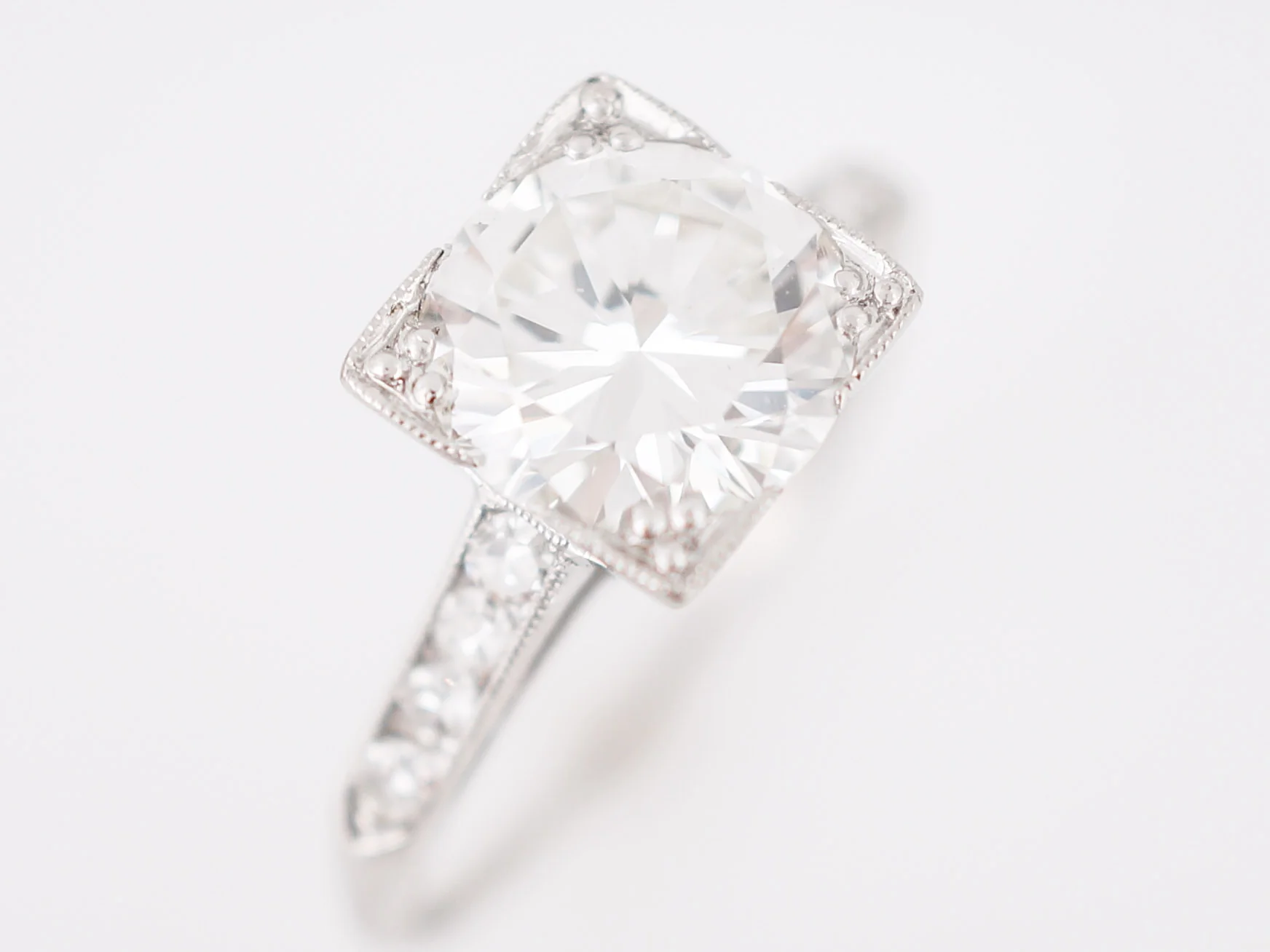 GIA 2 Carat Diamond Engagement Ring Art Deco Platinum - Image 5