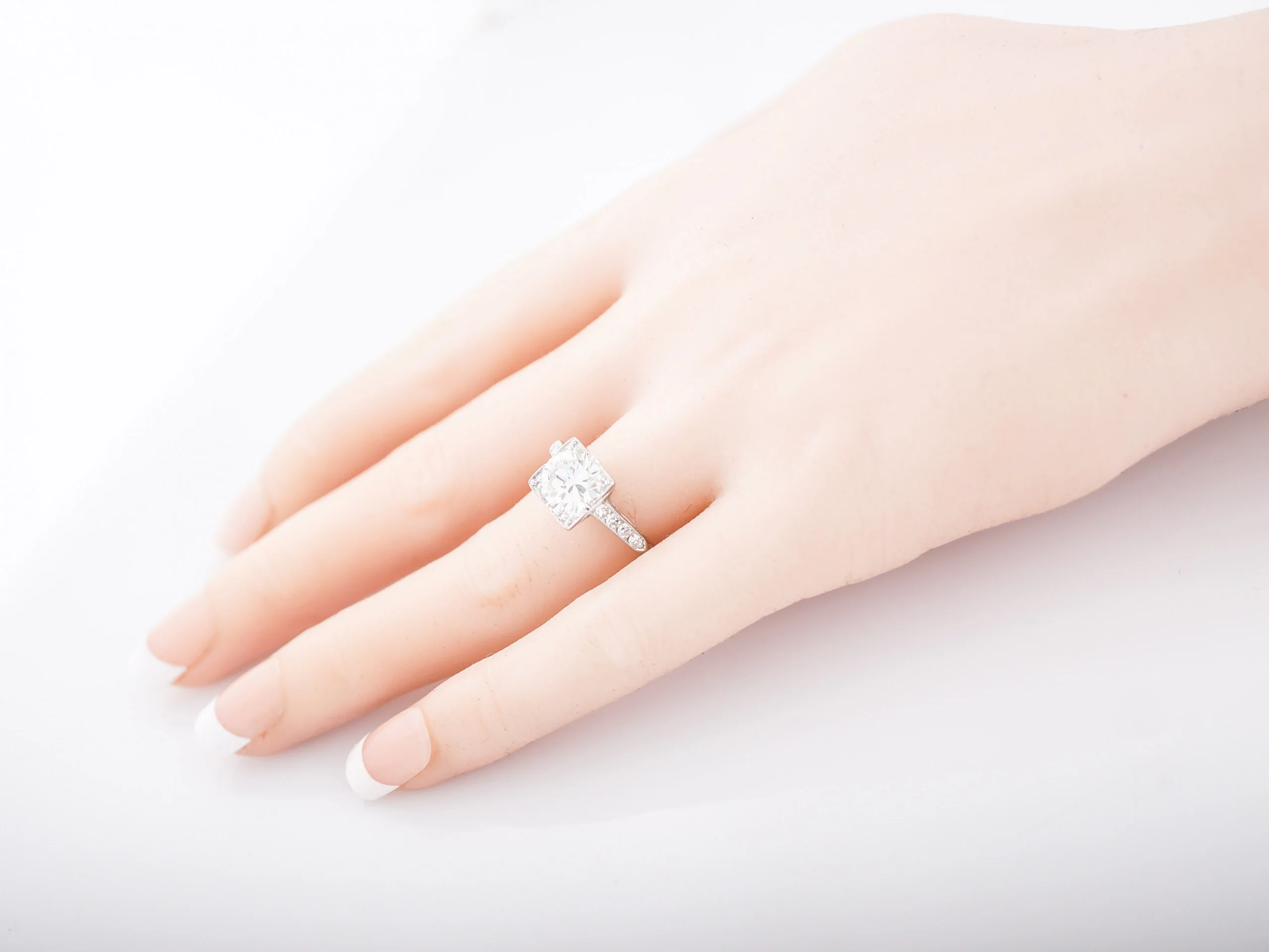 GIA 2 Carat Diamond Engagement Ring Art Deco Platinum - Image 7