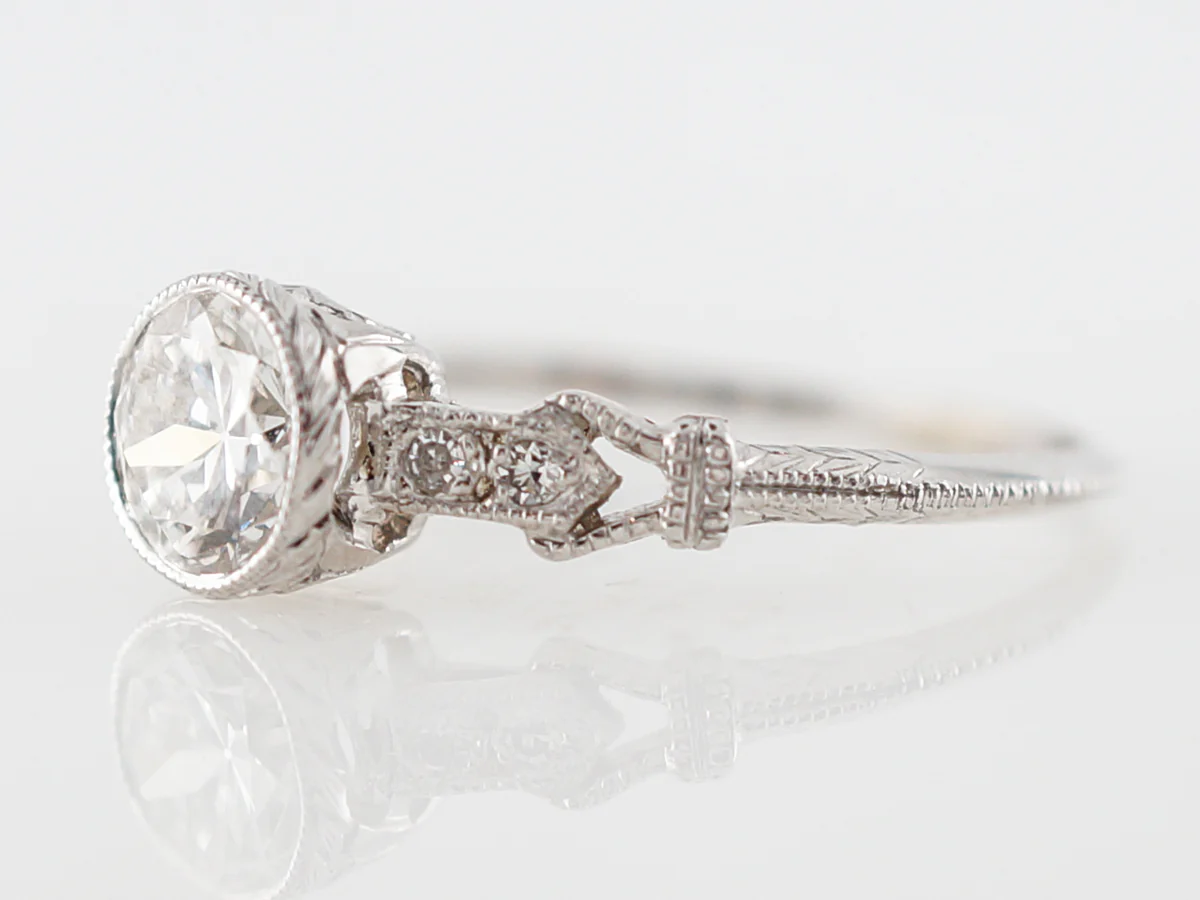 GIA Certified .85 Art Deco Vintage Diamond Engagement Ring - Image 2