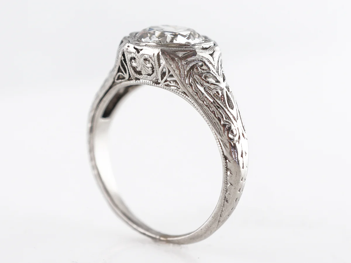 GIA European Cut Diamond Art Deco Engagement Ring - Image 5