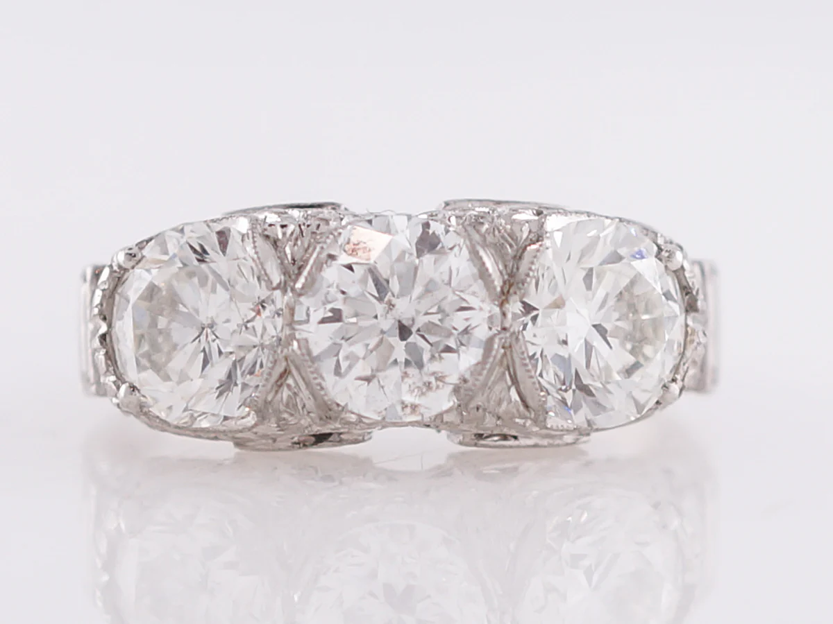 GIA Three Stone Diamond Engagement Ring in Platinum