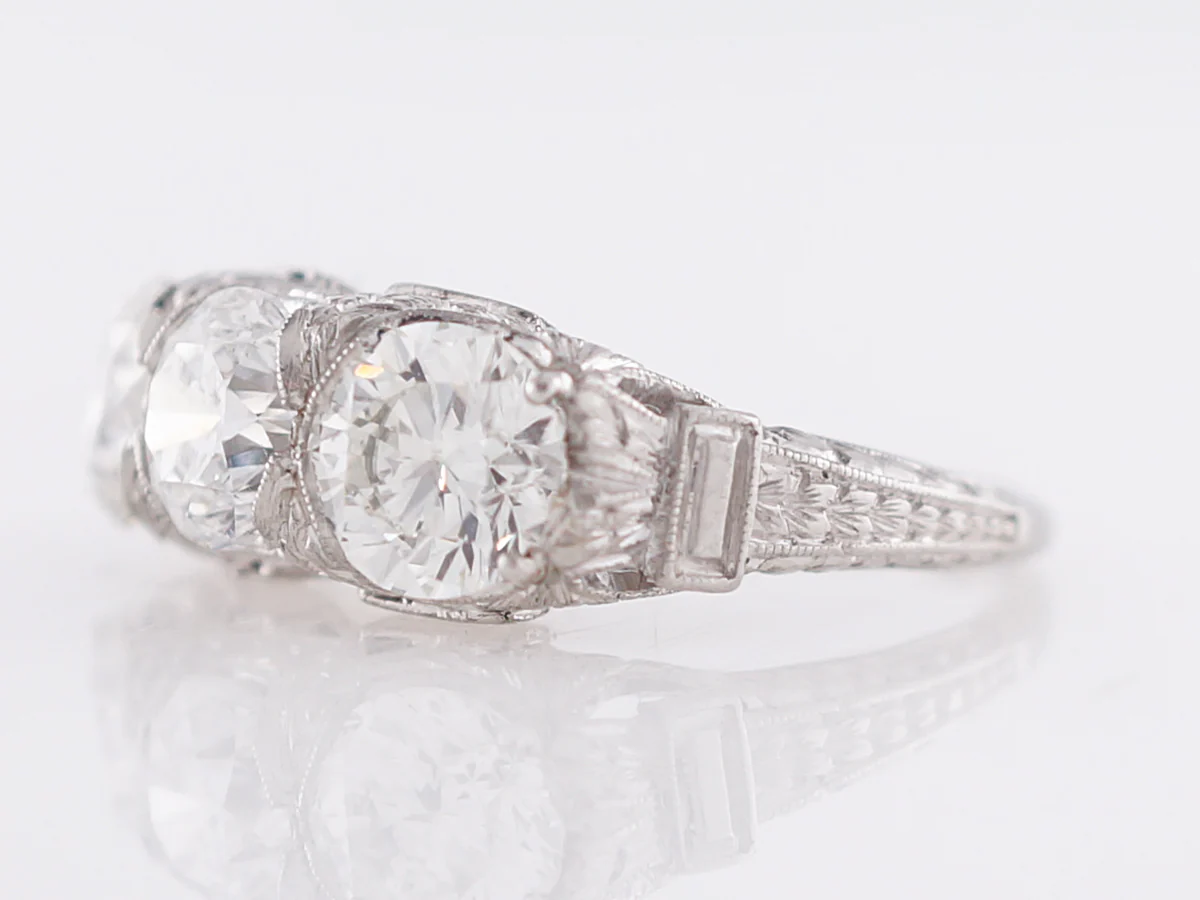 GIA Three Stone Diamond Engagement Ring in Platinum - Image 2