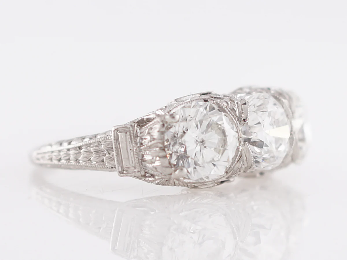 GIA Three Stone Diamond Engagement Ring in Platinum - Image 3