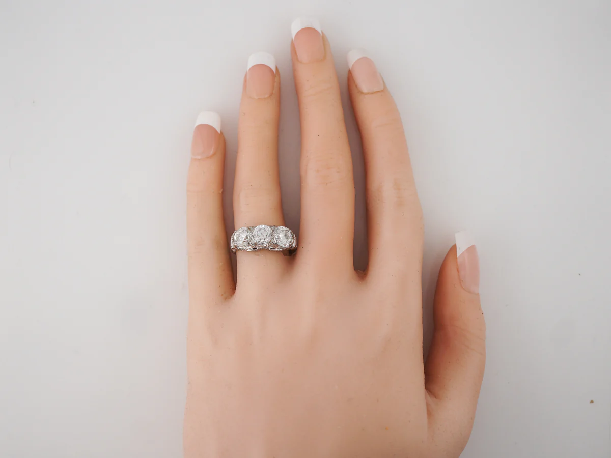 GIA Three Stone Diamond Engagement Ring in Platinum - Image 6
