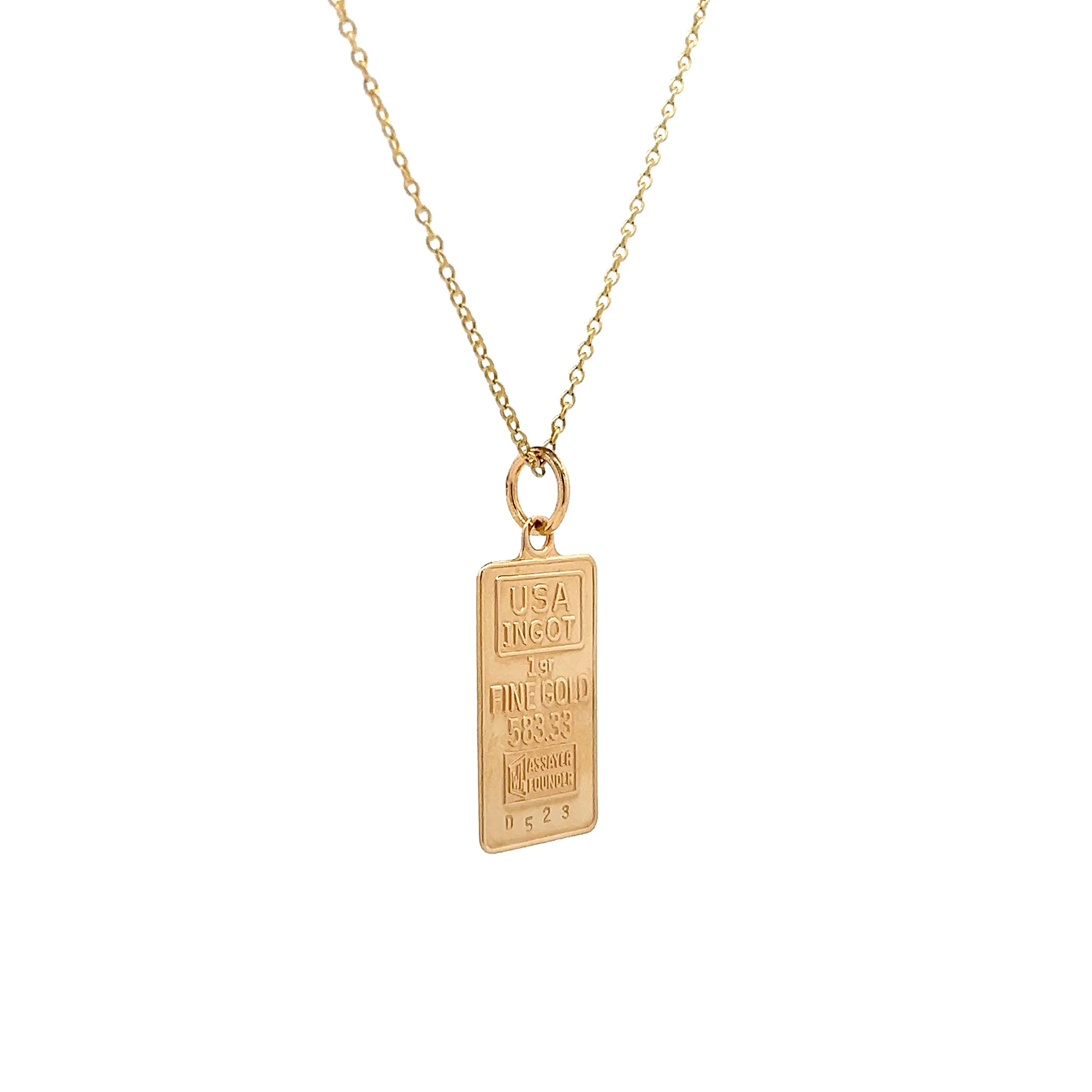 Gold Bar Pendant Necklace in 14k Yellow Gold - Image 3