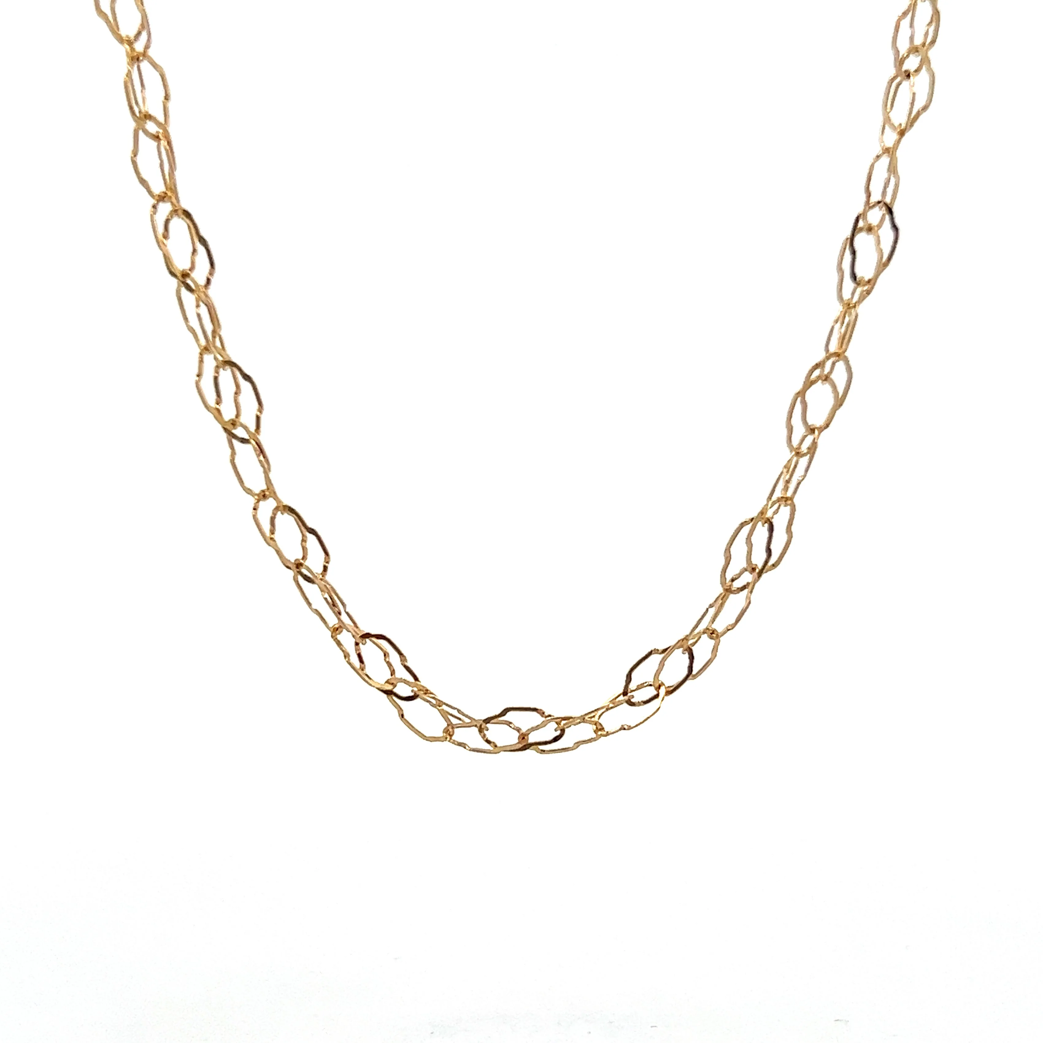 Organic Oval Link Chain Necklace in 14k Yellow Gold