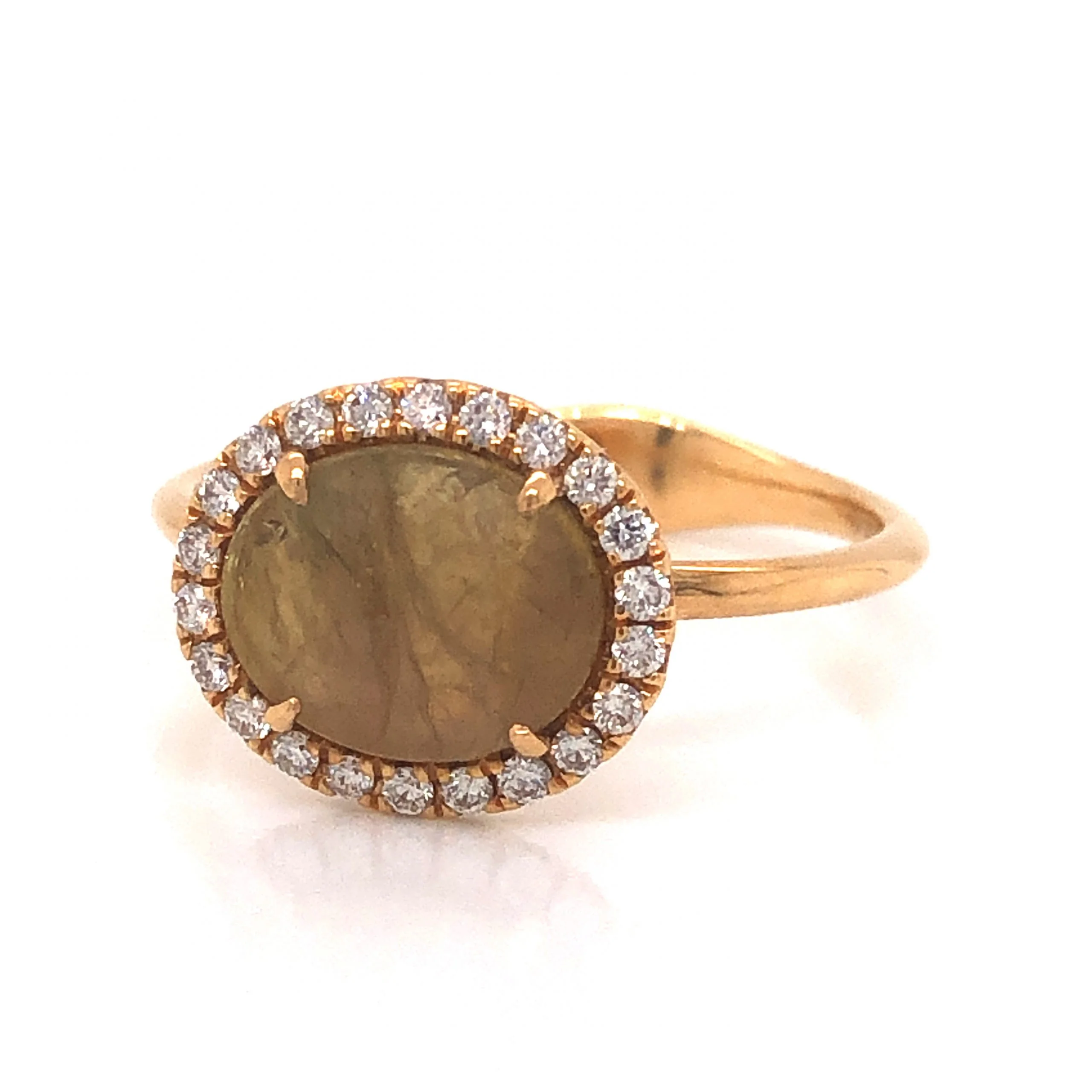 Golden Rustic Diamond Engagement Ring in 18k - Image 2