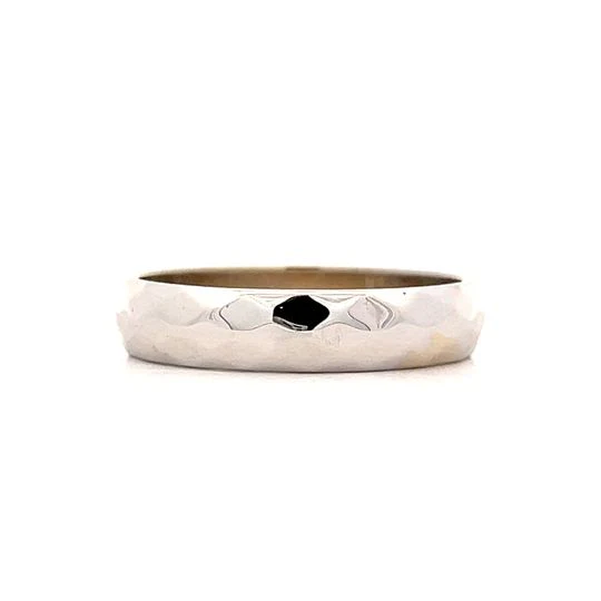Mens 5mm Diamond Cut Pattern in 14k White Gold