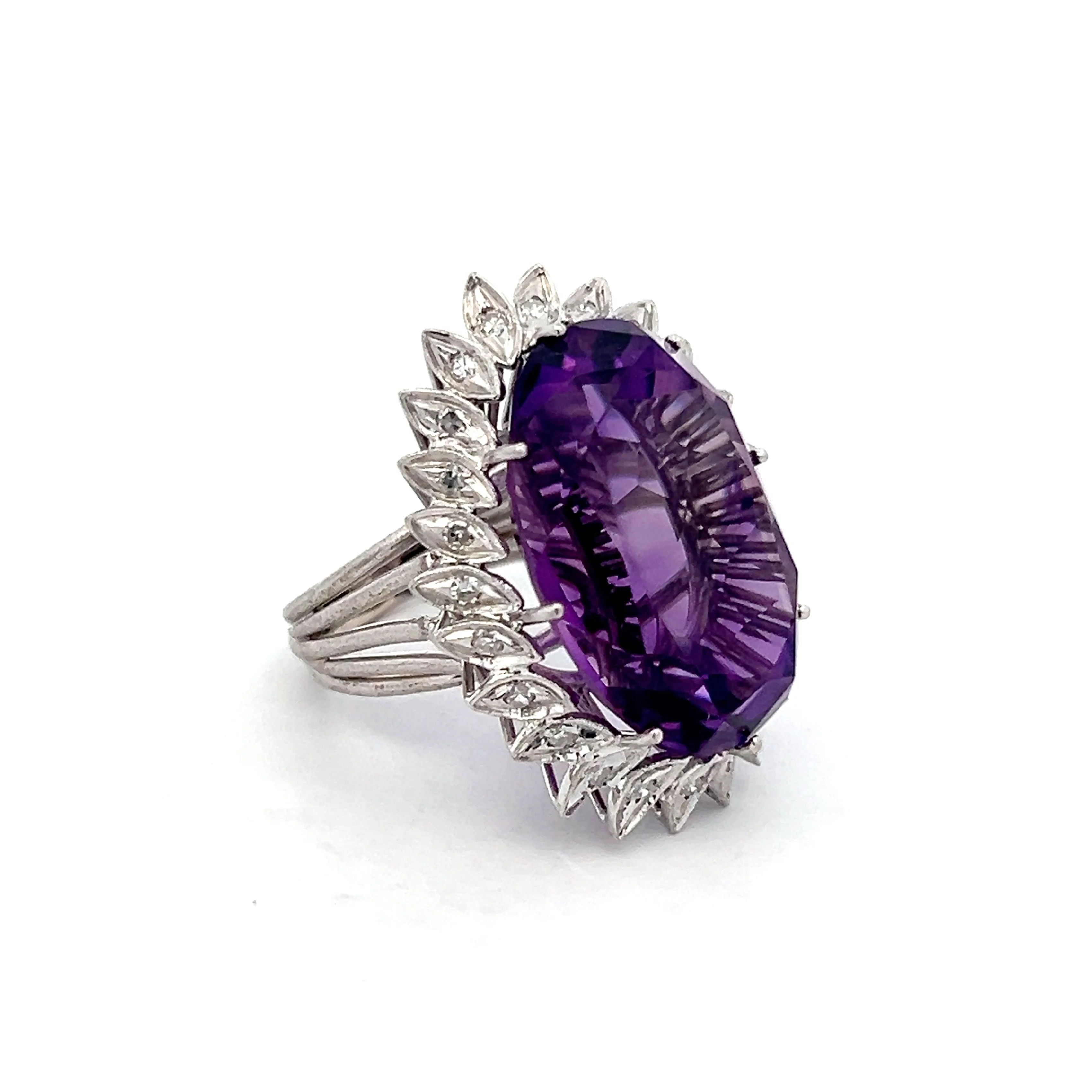 27.97 Amethyst & Diamond Cocktail Ring in 14k - Image 3