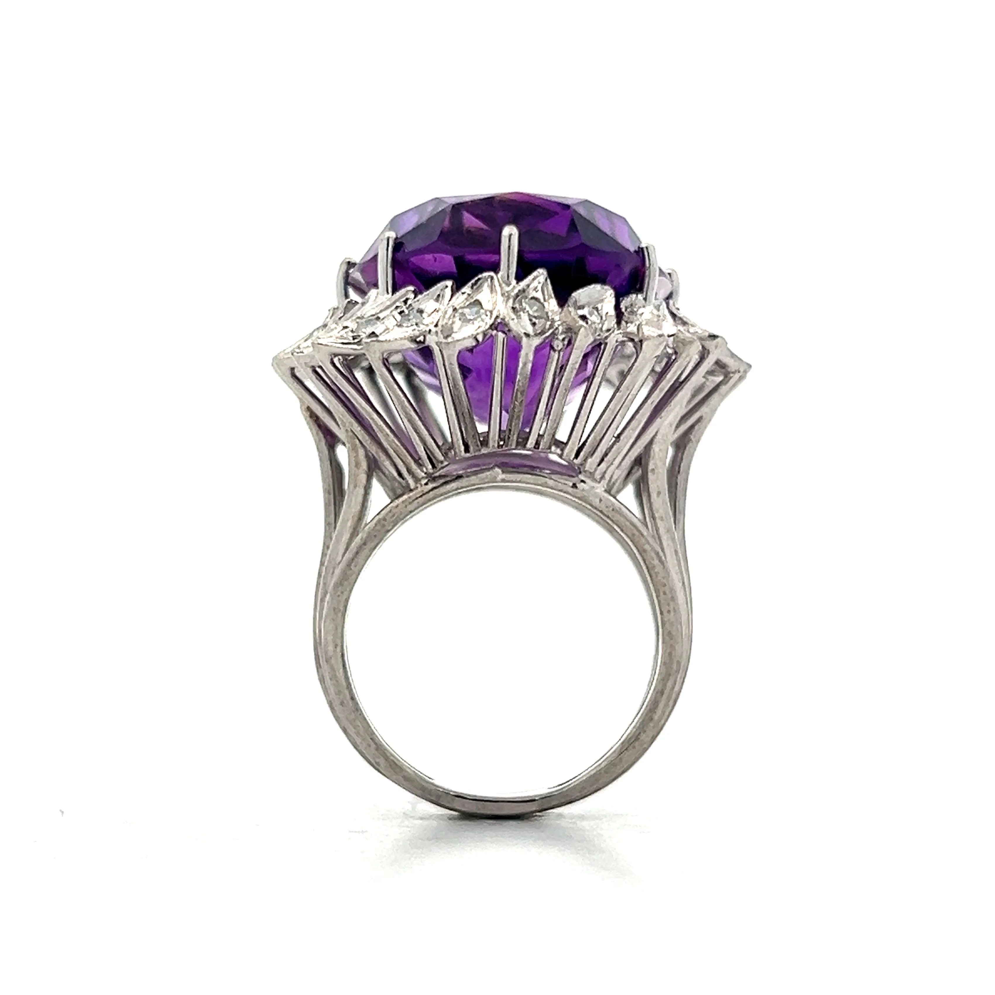 27.97 Amethyst & Diamond Cocktail Ring in 14k - Image 4
