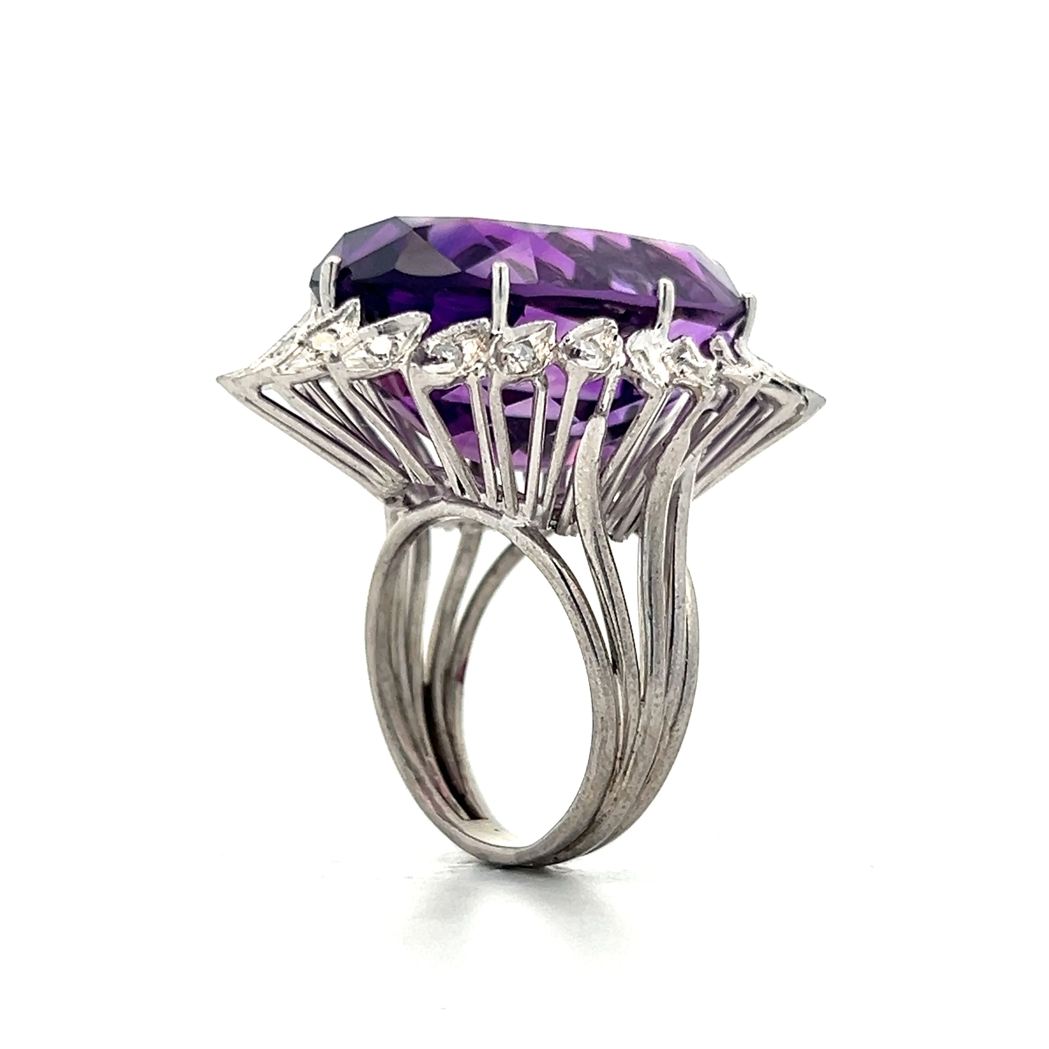 27.97 Amethyst & Diamond Cocktail Ring in 14k - Image 5
