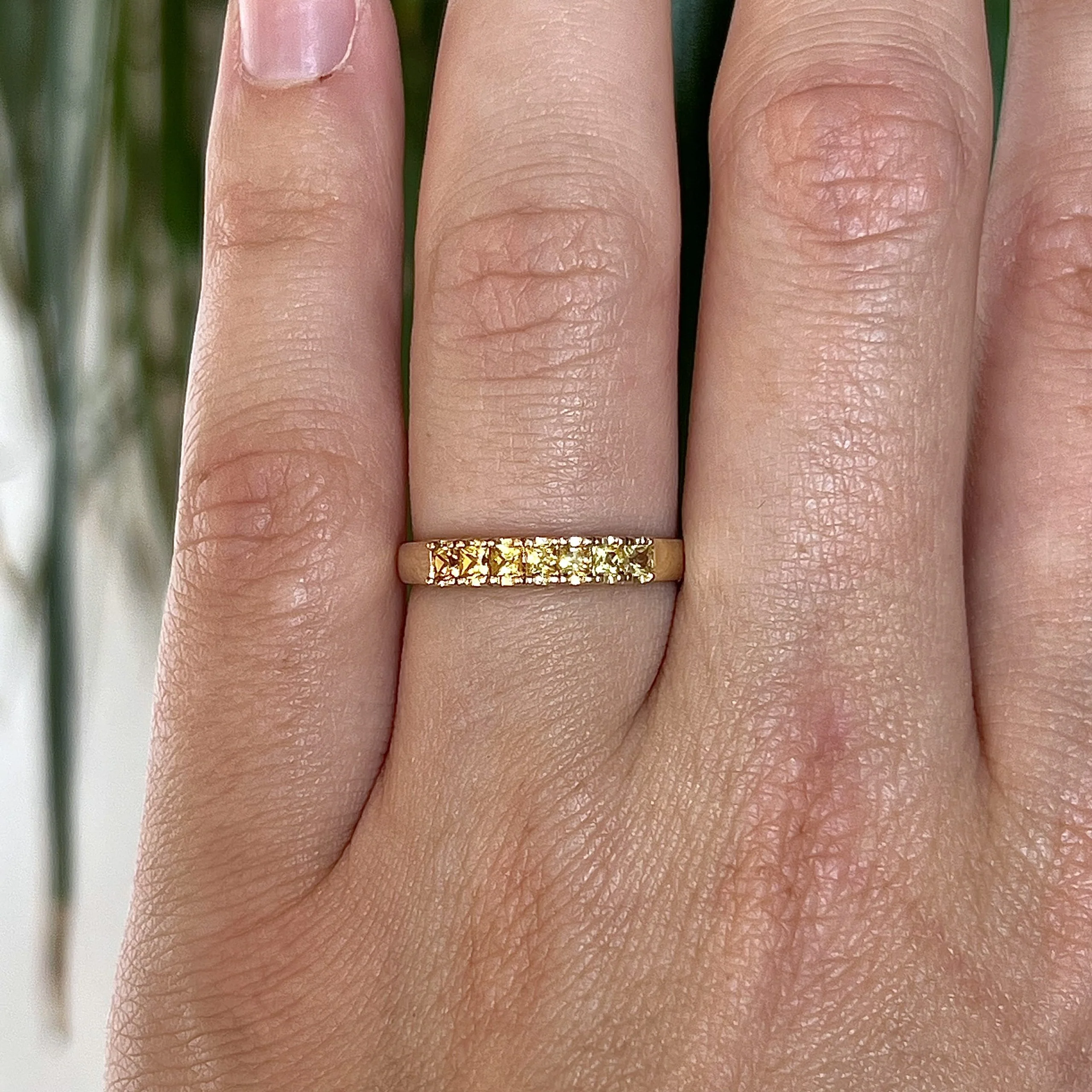 Gradient Yellow Sapphire Wedding Band in 14k Yellow Gold - Image 7