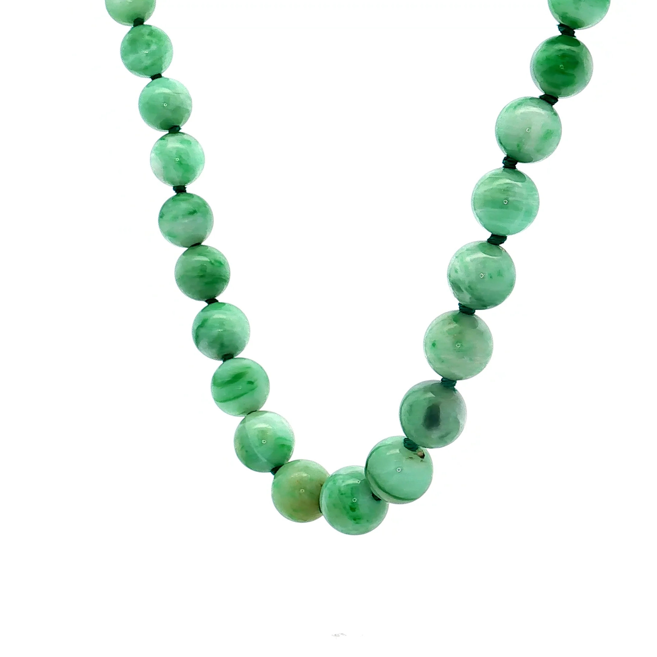 Graduated Beaded Jade Necklace in 14k Yellow Gold - Image 2