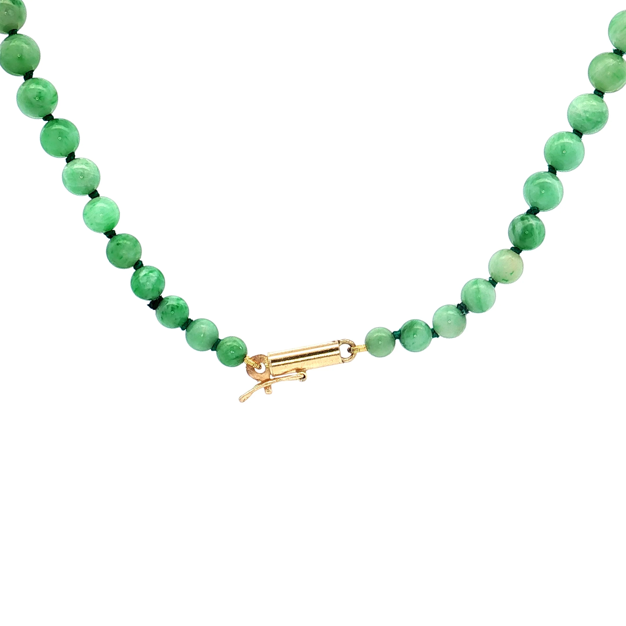 Graduated Beaded Jade Necklace in 14k Yellow Gold - Image 4