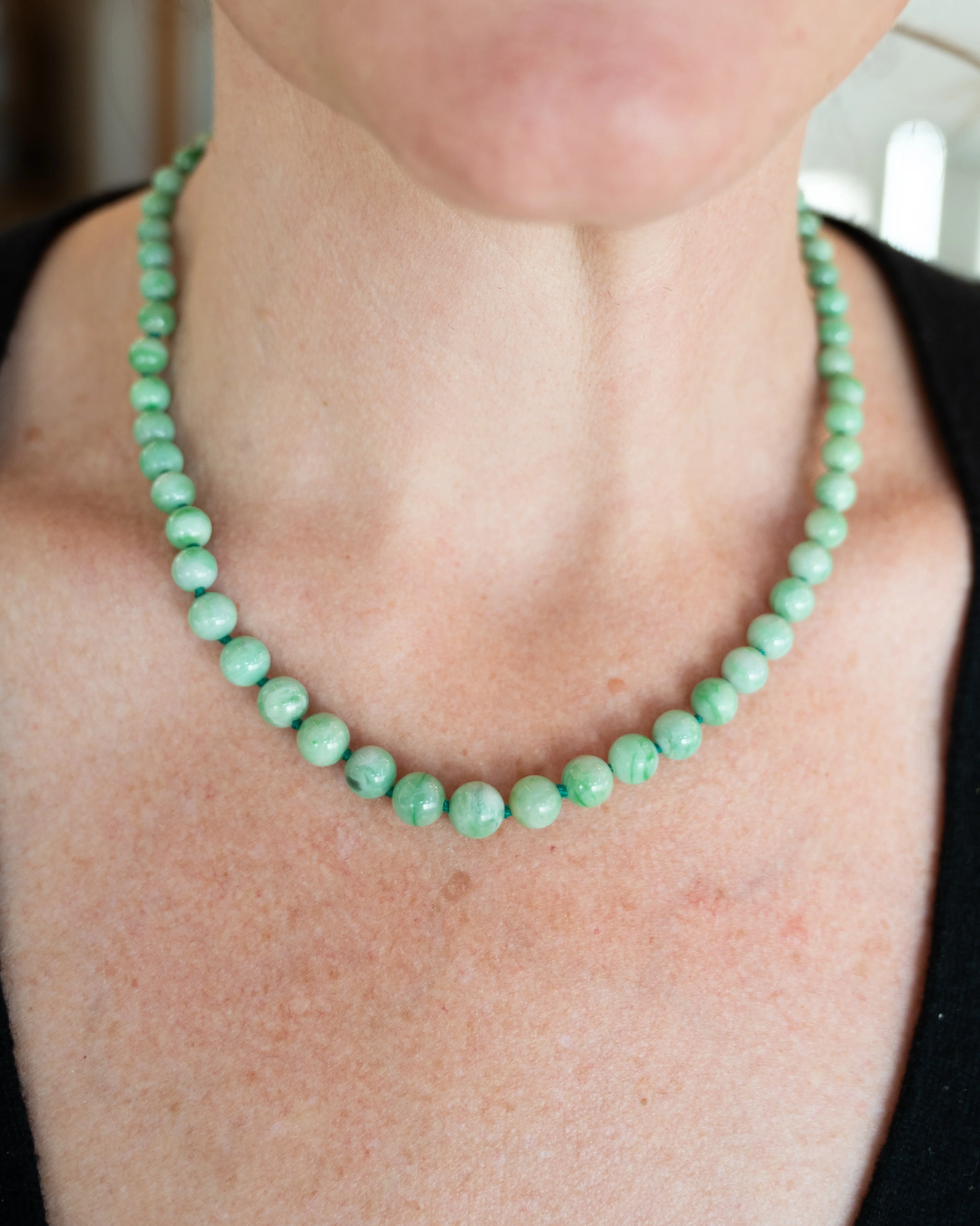 Graduated Beaded Jade Necklace in 14k Yellow Gold - Image 6