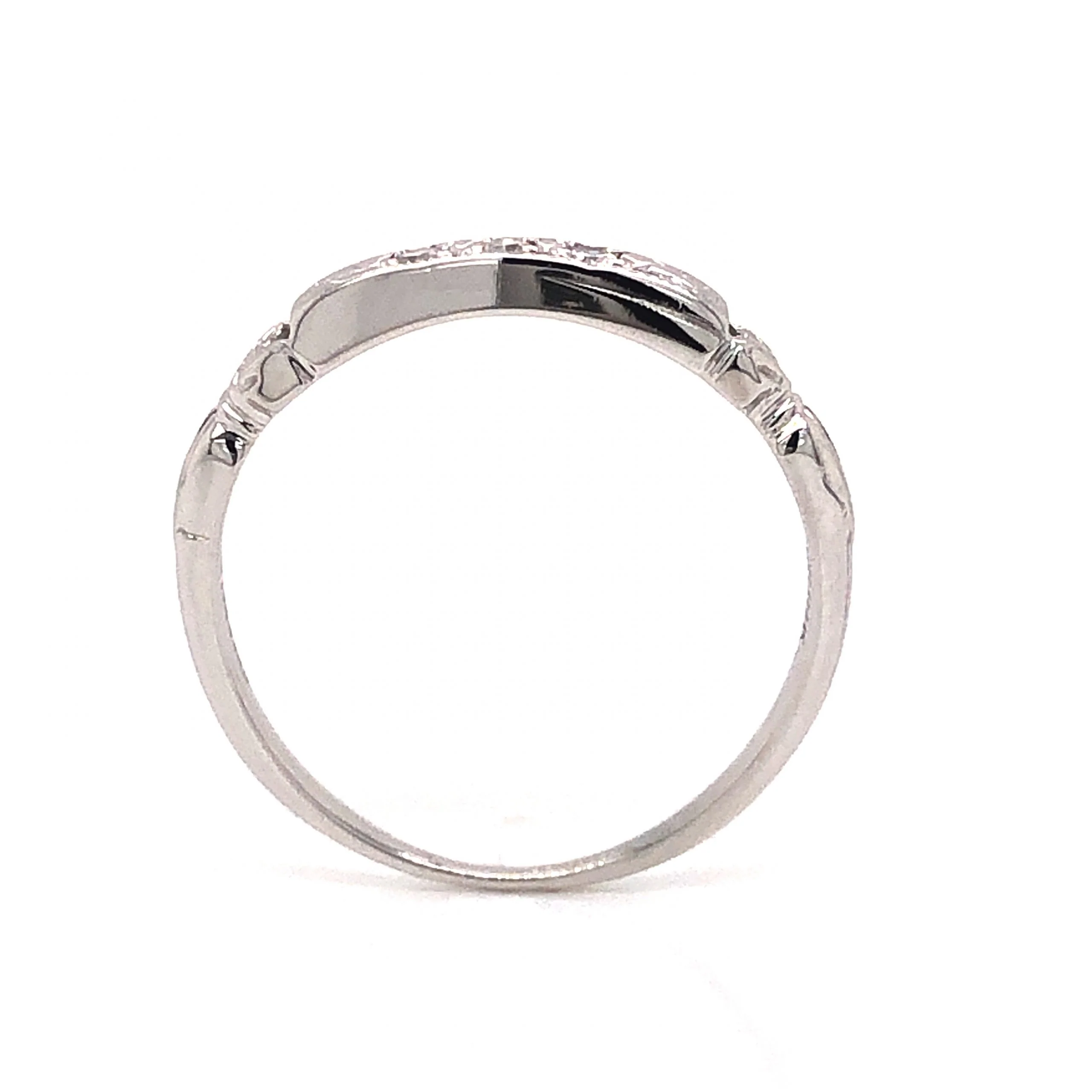 Granat Bros Art Deco Diamond Wedding Band in 18k White Gold - Image 4