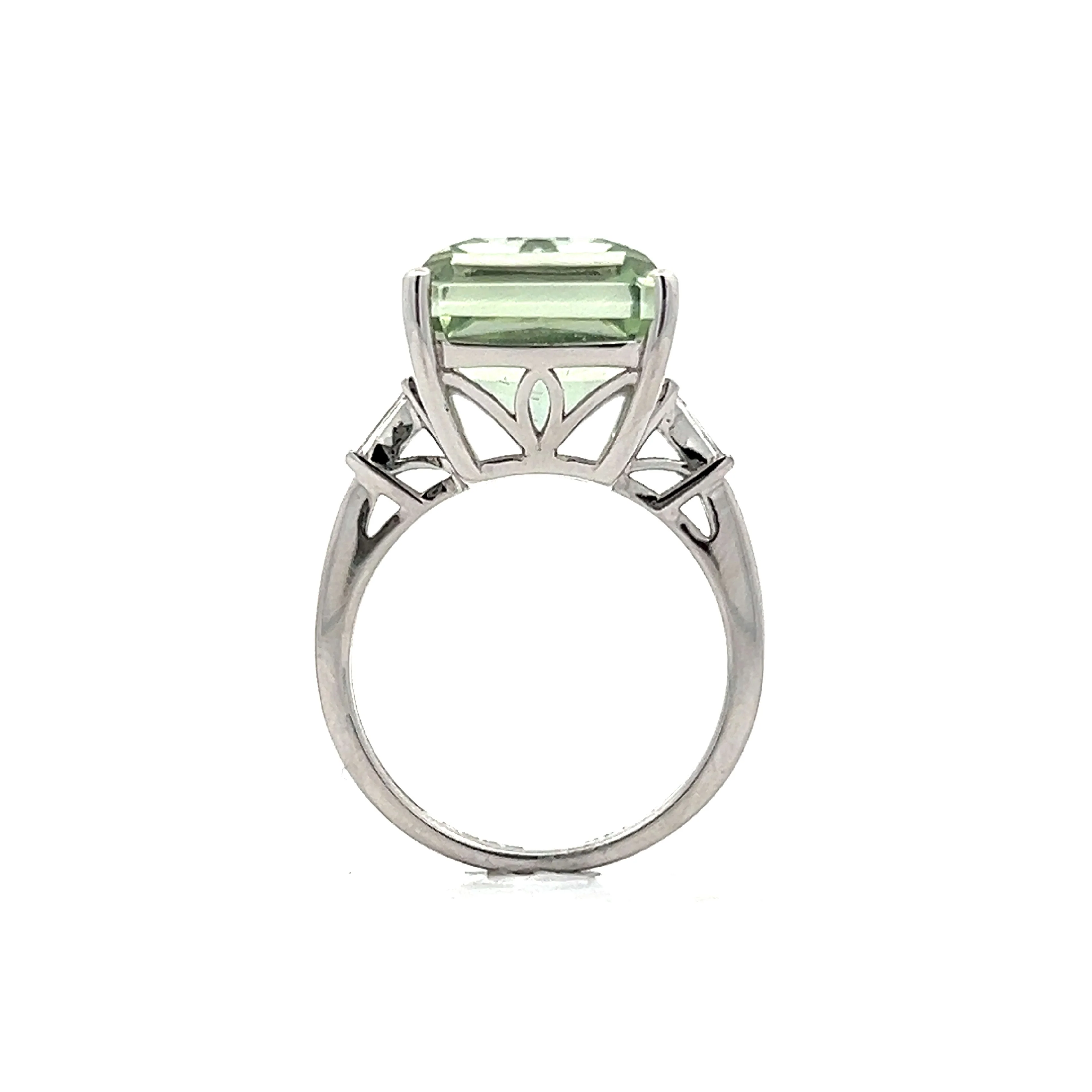 Green Amethyst & Diamond Cocktail Ring in 14k White Gold - Image 4