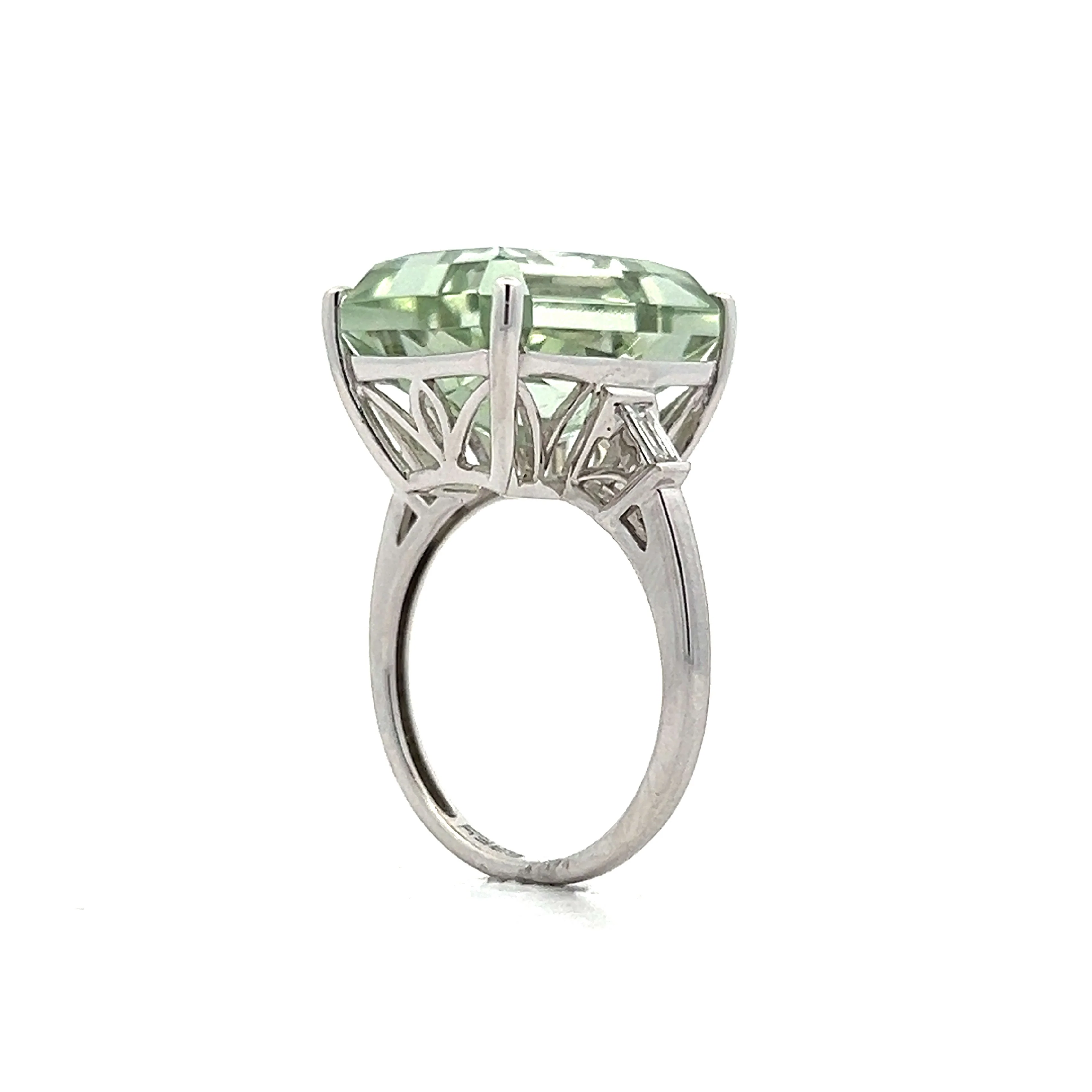 Green Amethyst & Diamond Cocktail Ring in 14k White Gold - Image 5