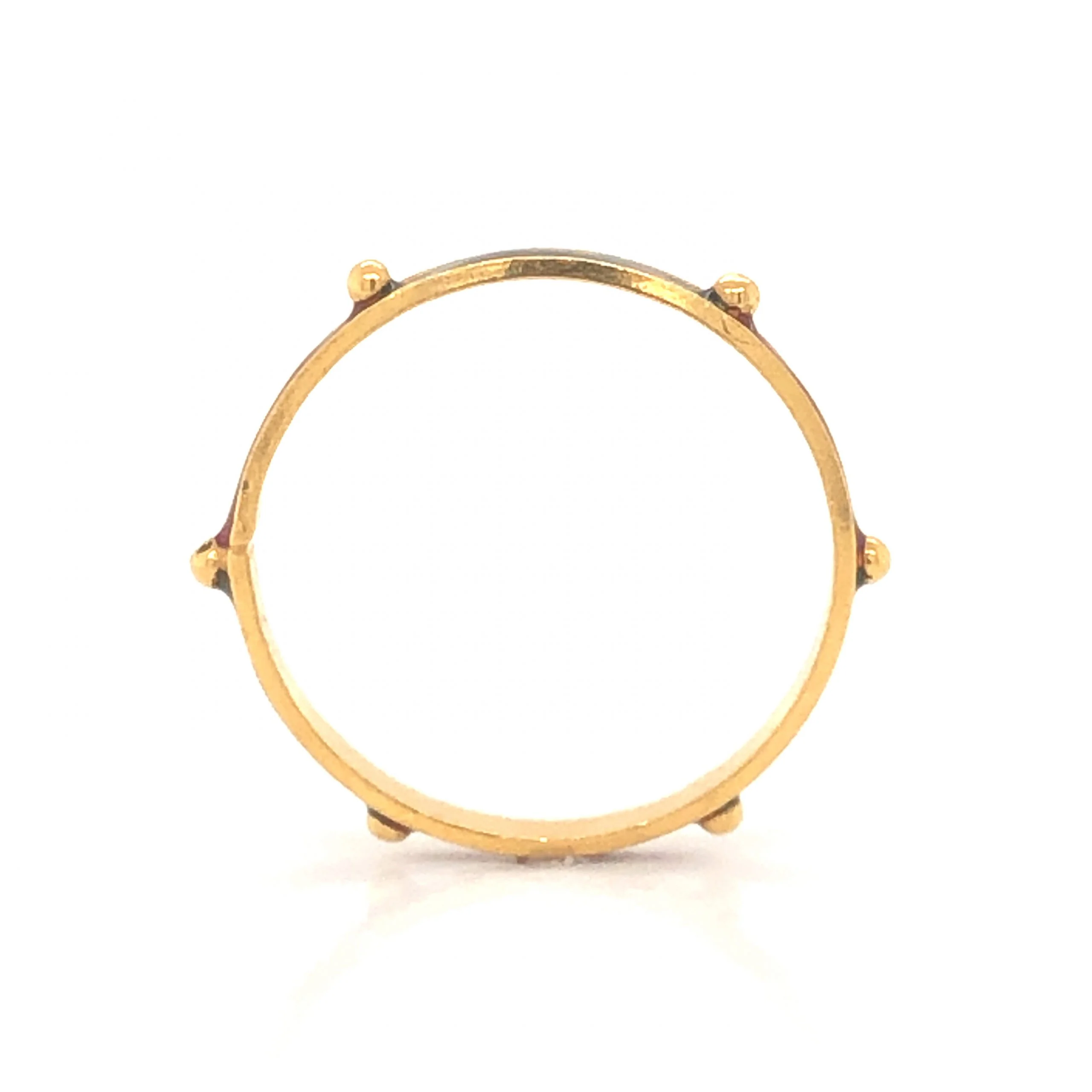 Green & Red Enamel Stacking Ring in 21k Yellow Gold - Image 5