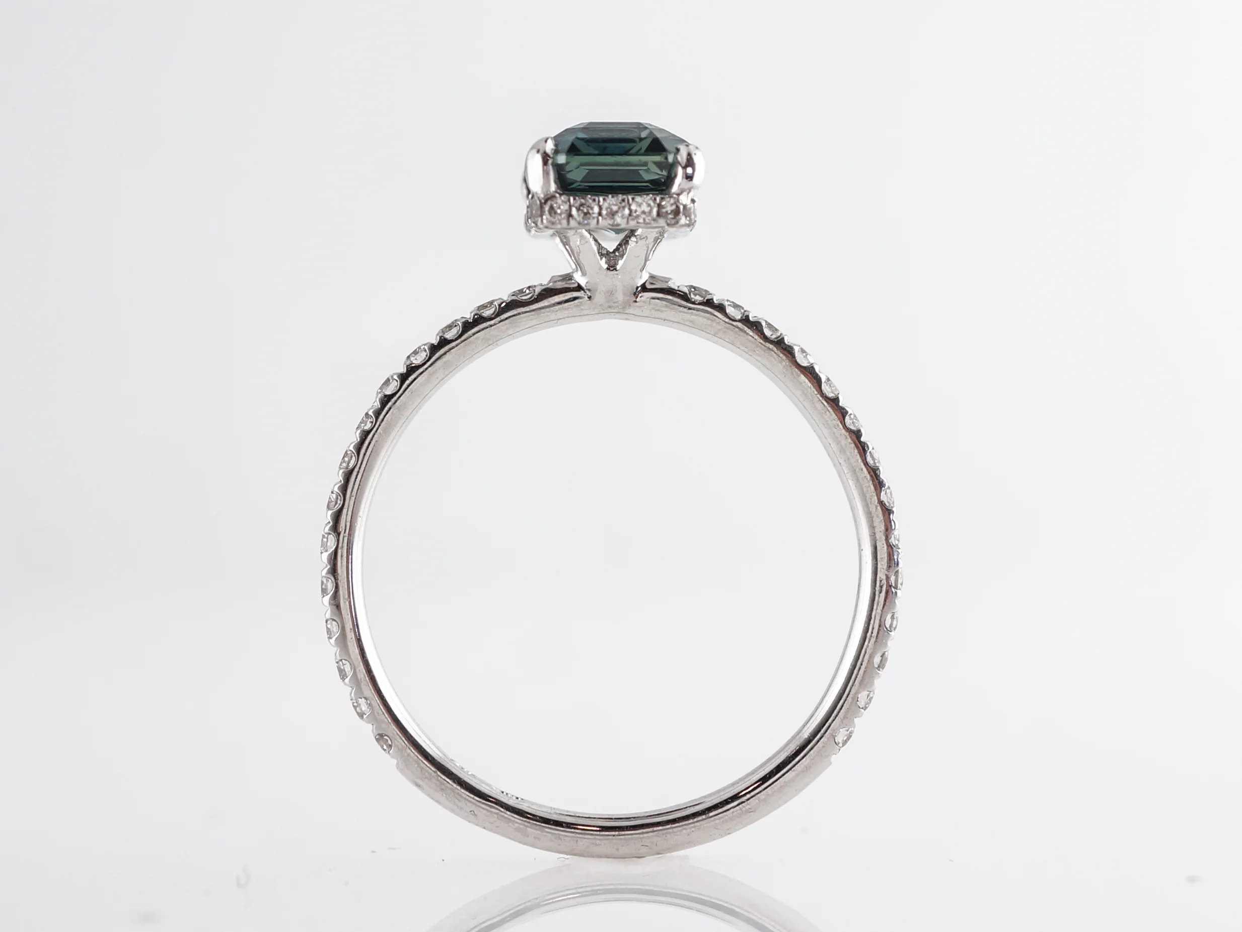 Green Sapphire & Diamond Engagement Ring in 14k White Gold - Image 5