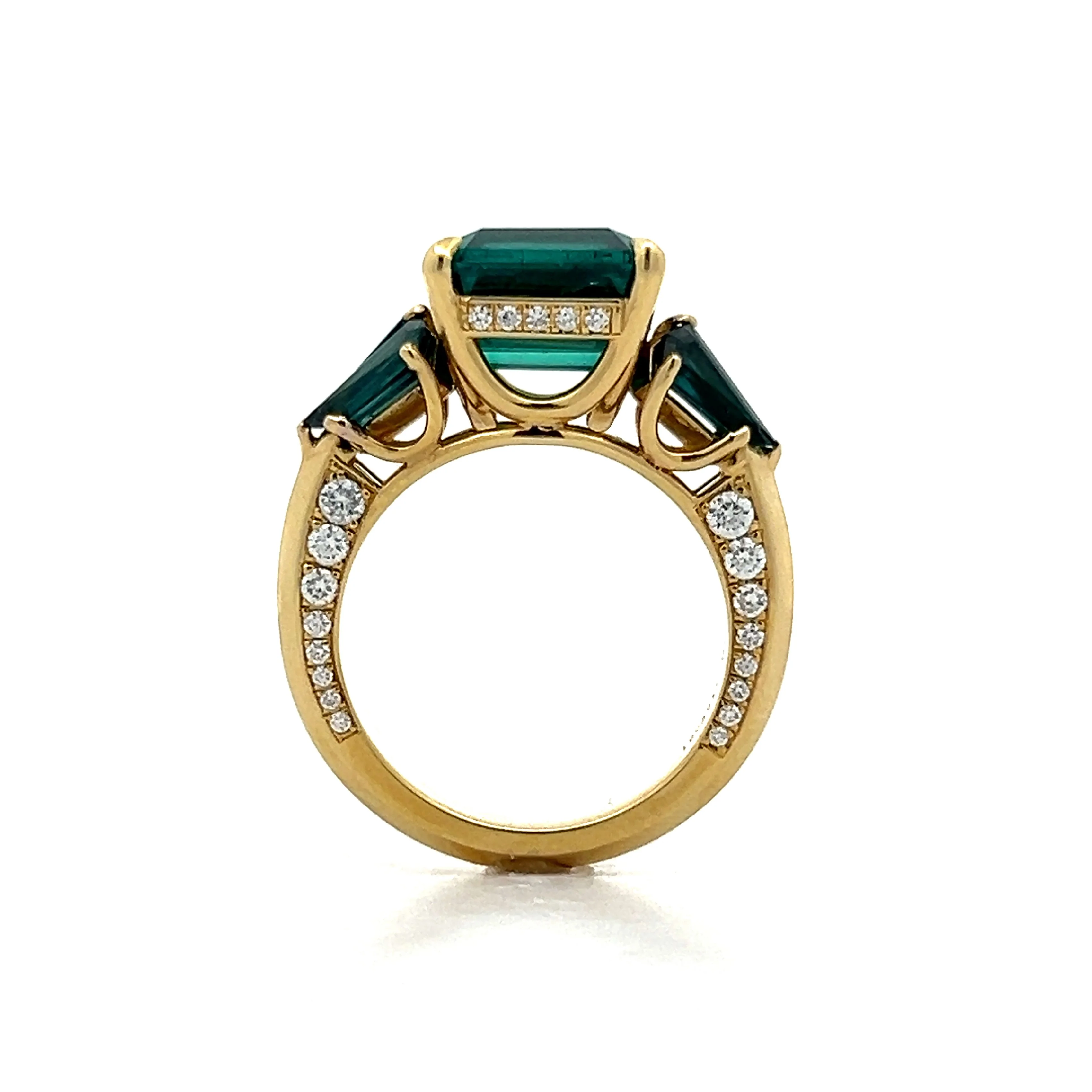 Green Tourmaline & Diamond Ring in 18k Yellow Gold - Image 4