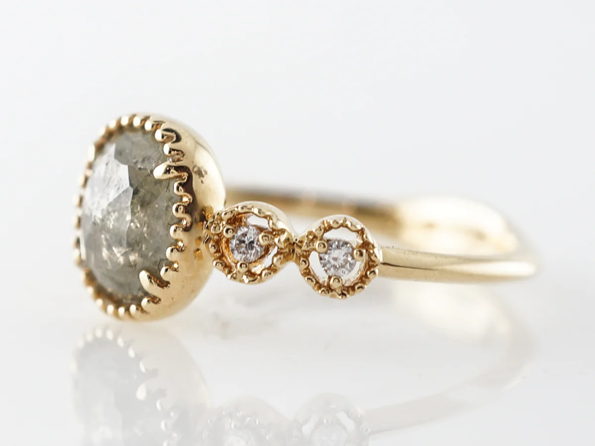 Grey Rose Cut Diamond Engagement Ring in 18k - Image 2