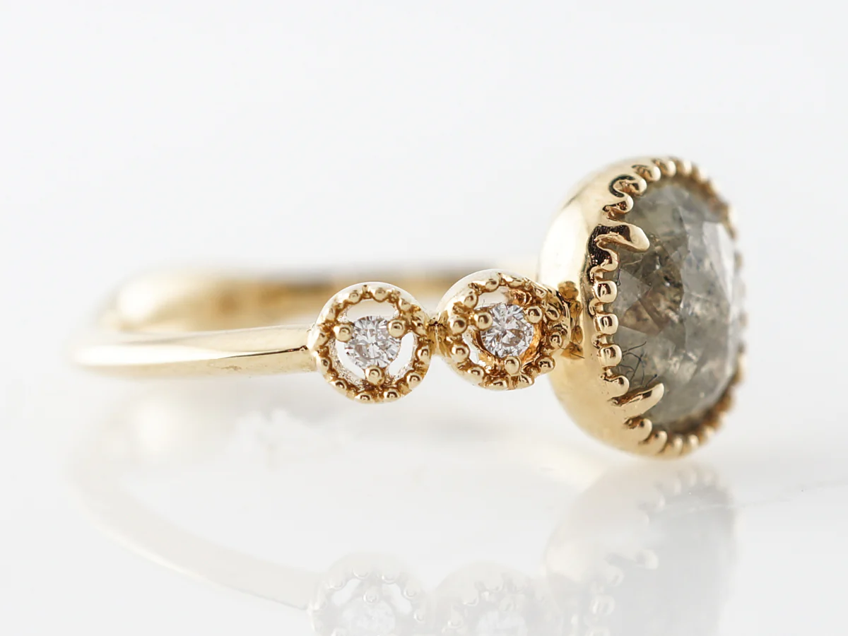 Grey Rose Cut Diamond Engagement Ring in 18k - Image 3