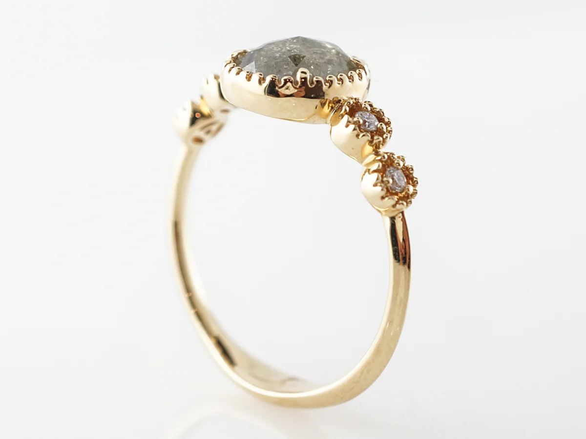Grey Rose Cut Diamond Engagement Ring in 18k - Image 5