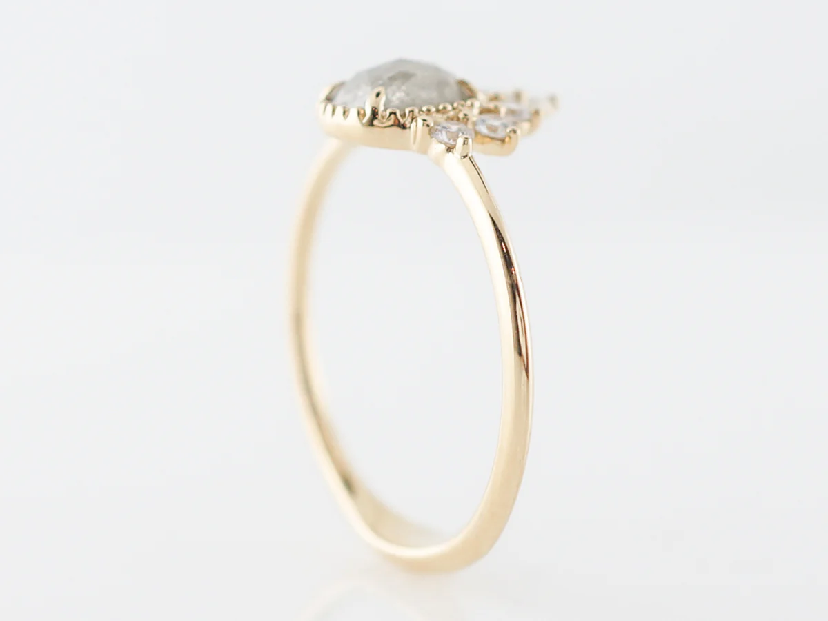 Grey Rose Cut Diamond Engagement Ring in Yellow Gold - Image 4