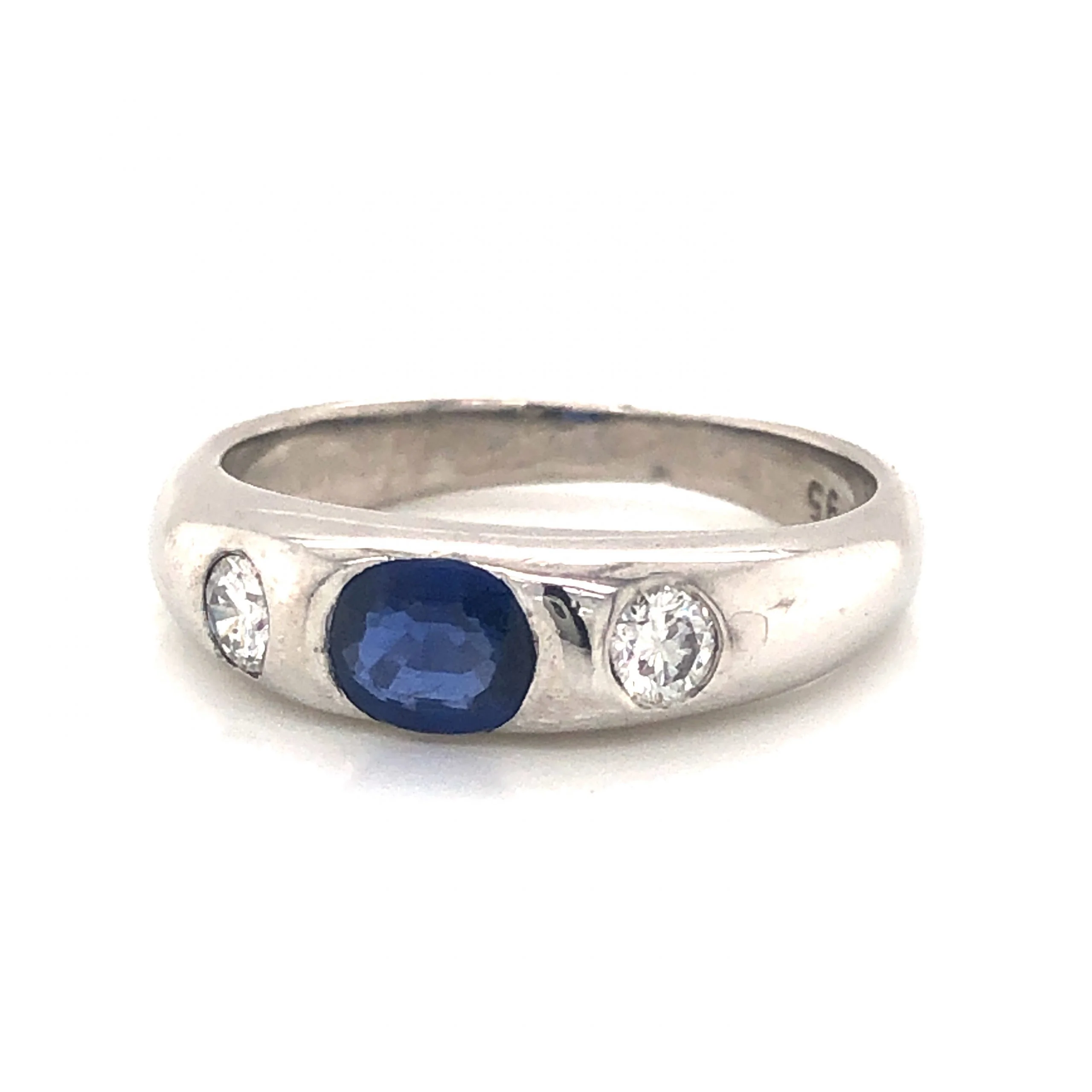 Flush Set Sapphire & Diamond Engagement Ring in Platinum - Image 2