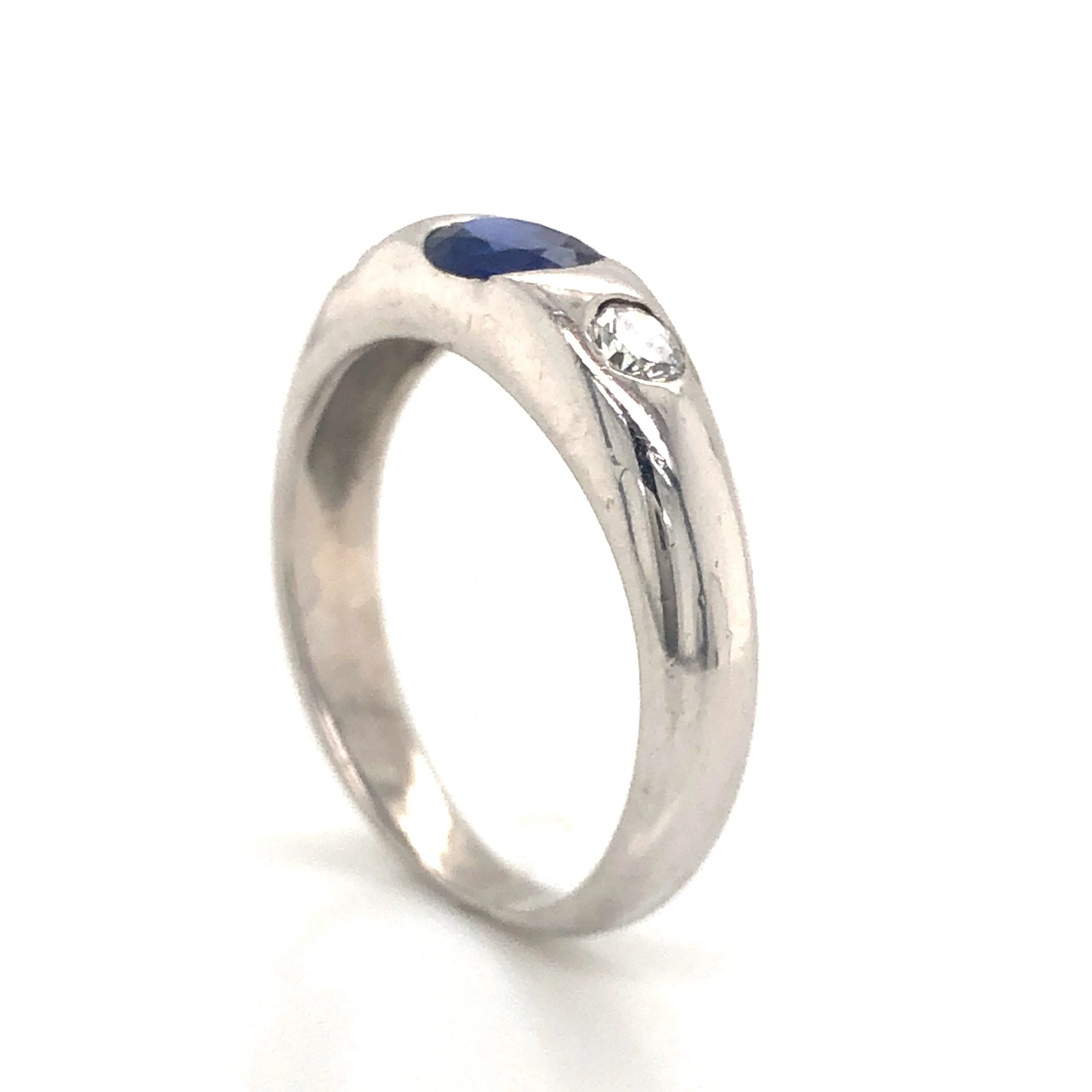 Flush Set Sapphire & Diamond Engagement Ring in Platinum - Image 4