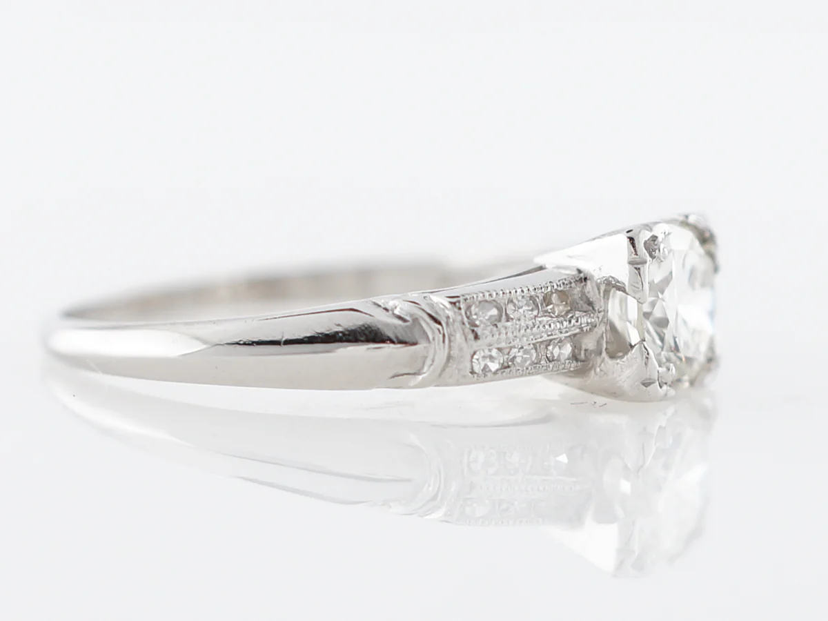 Half Carat Art Deco Diamond Engagement Ring Platinum - Image 3