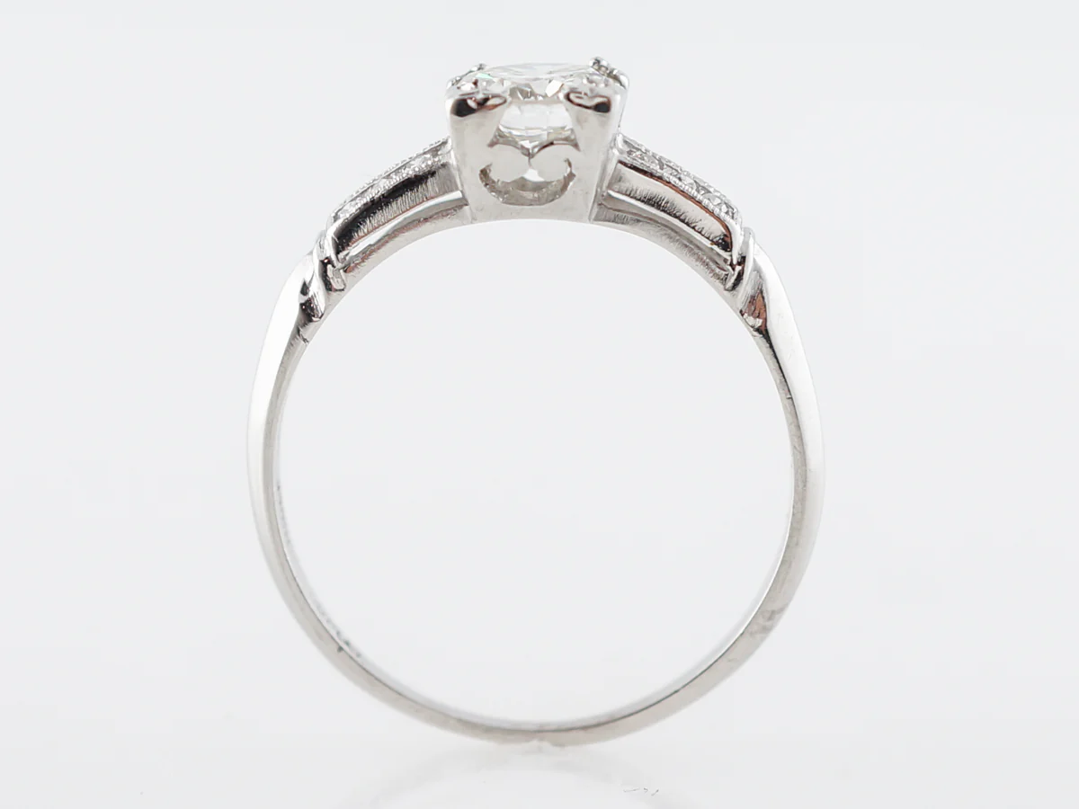 Half Carat Art Deco Diamond Engagement Ring Platinum - Image 4
